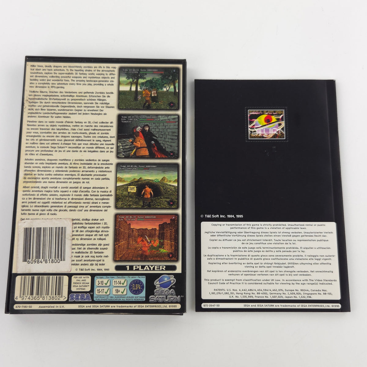 Sega Saturn Spiel Virtual Hydlide OVP PAL EUR