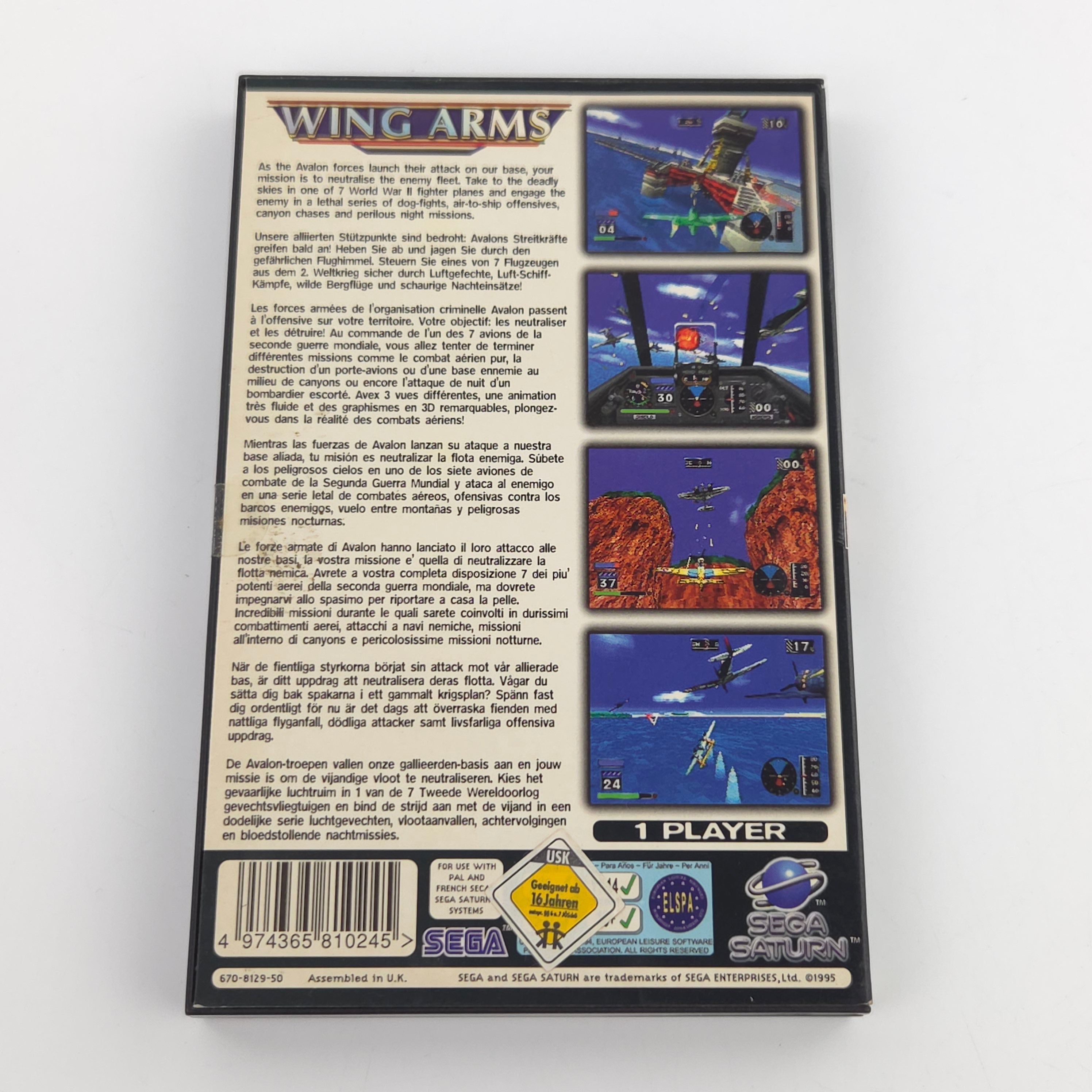 Sega Saturn Spiel Wing Arms OVP Anleitung PAL EUR
