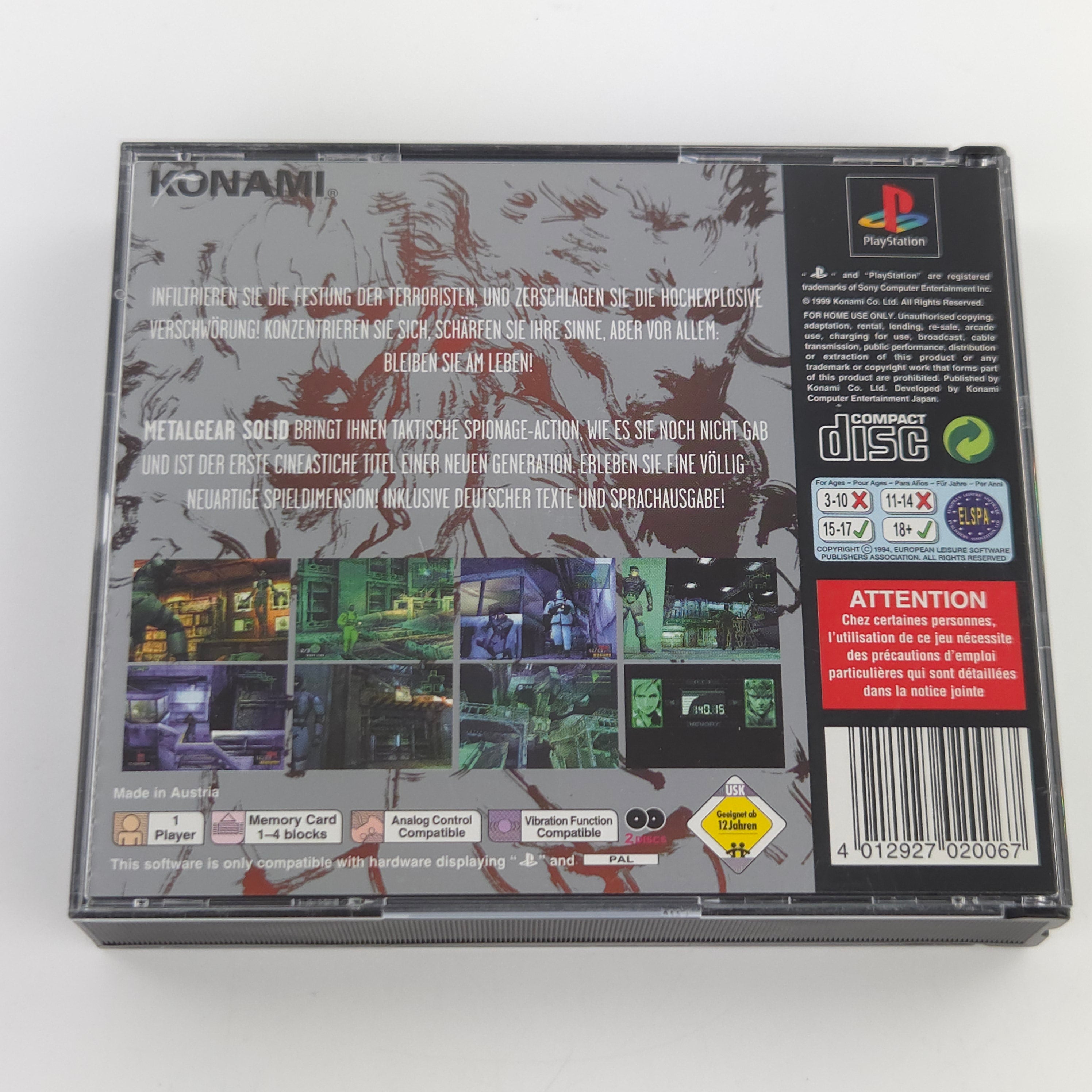Playstation Spiel Metal Gear Solid PS1 OVP Konami PAL