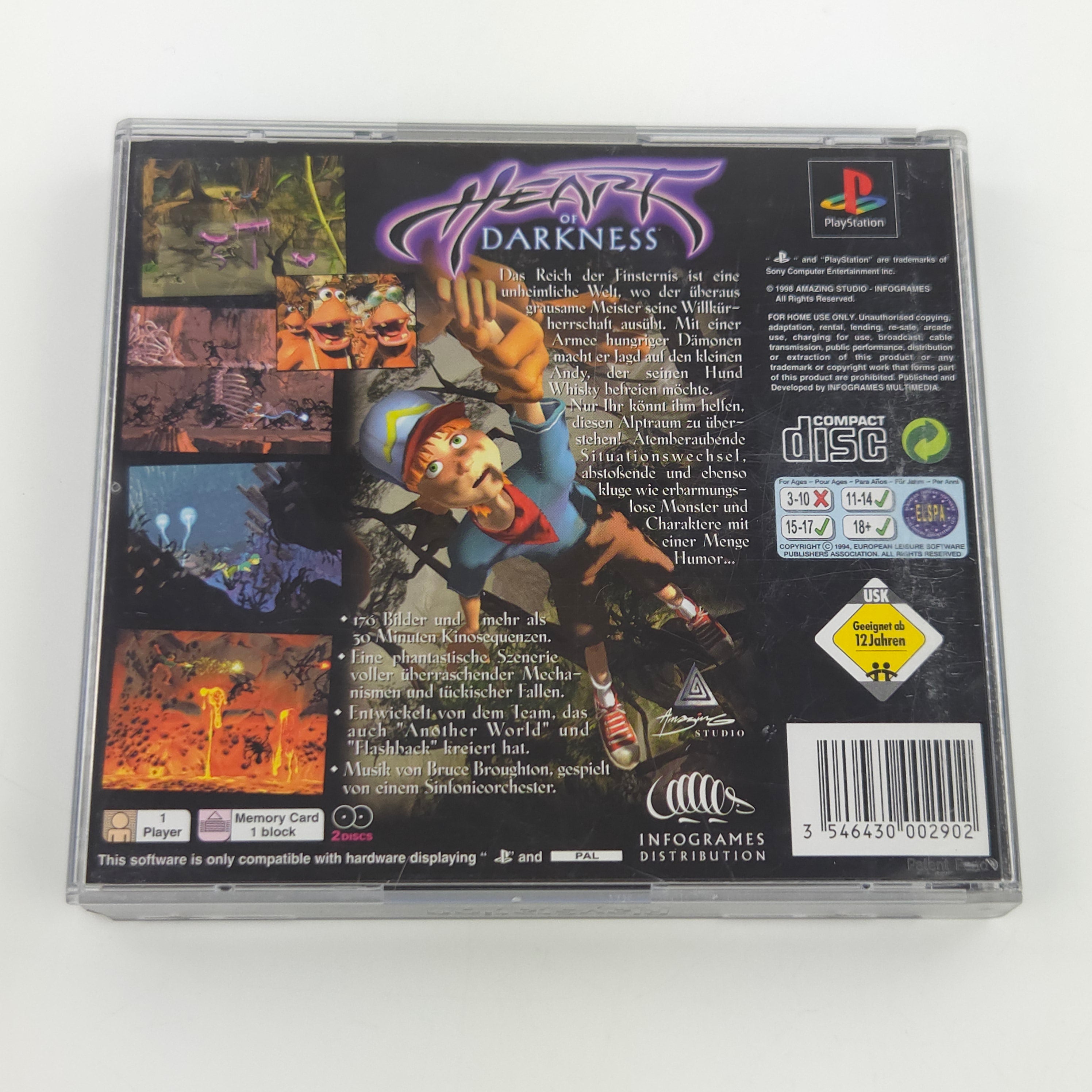 Playstation 1 Spiel – Heart of Darkness 3D Brille PAL OVP