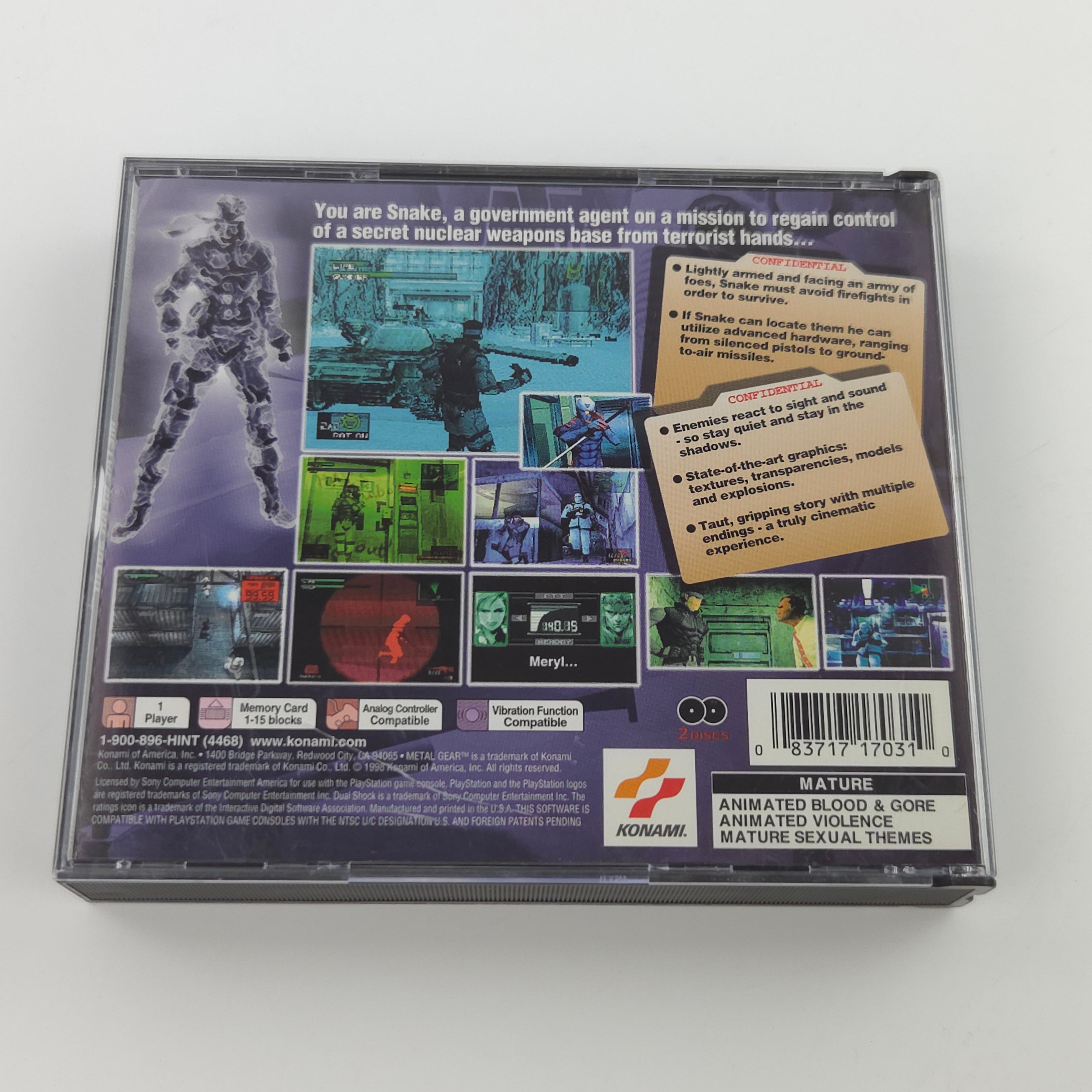 Playstation 1 Spiel – Metal Gear Solid (NTSC-USA OVP)