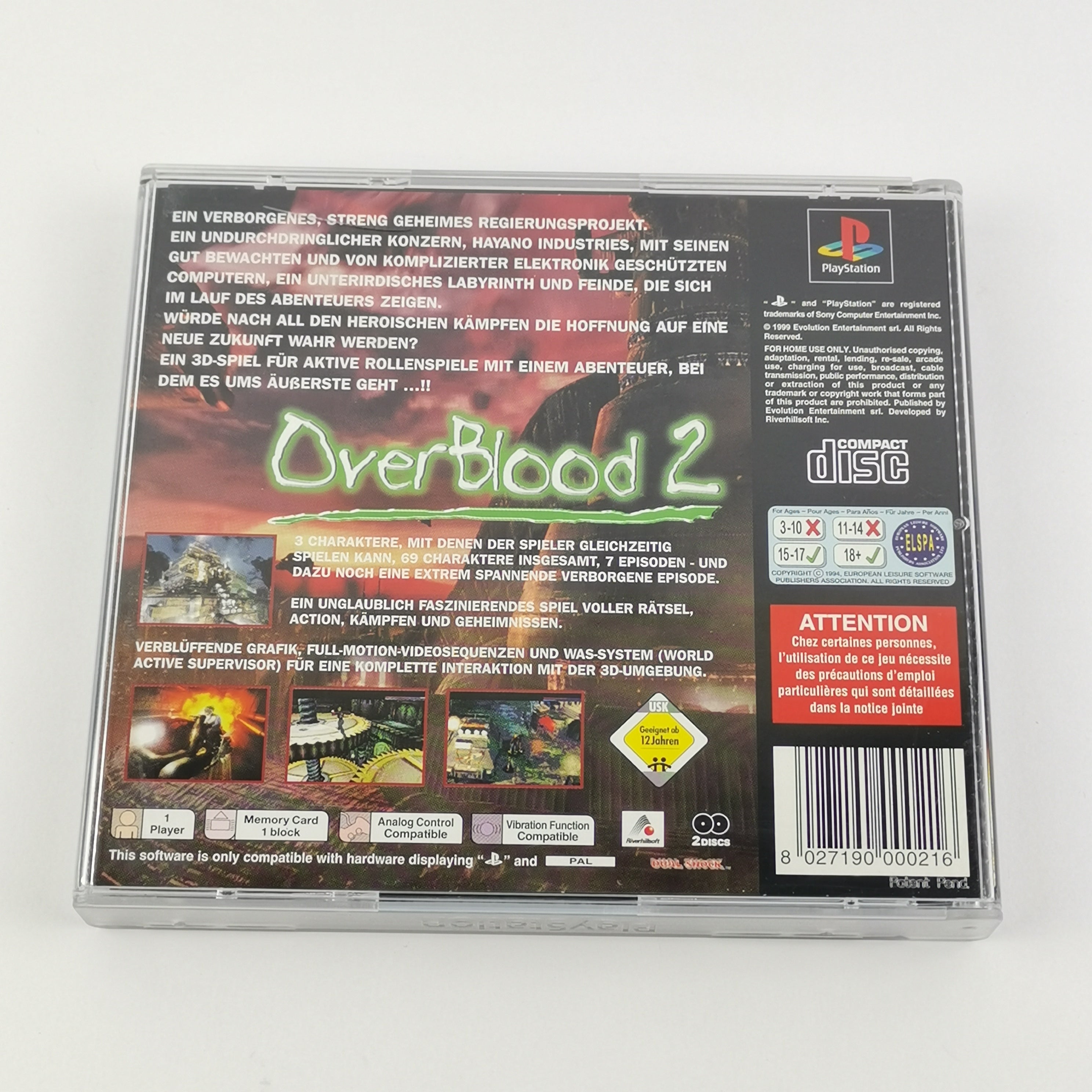 Playstation 1 Spiel – Over Blood 2 OVP Anleitung PAL PS1