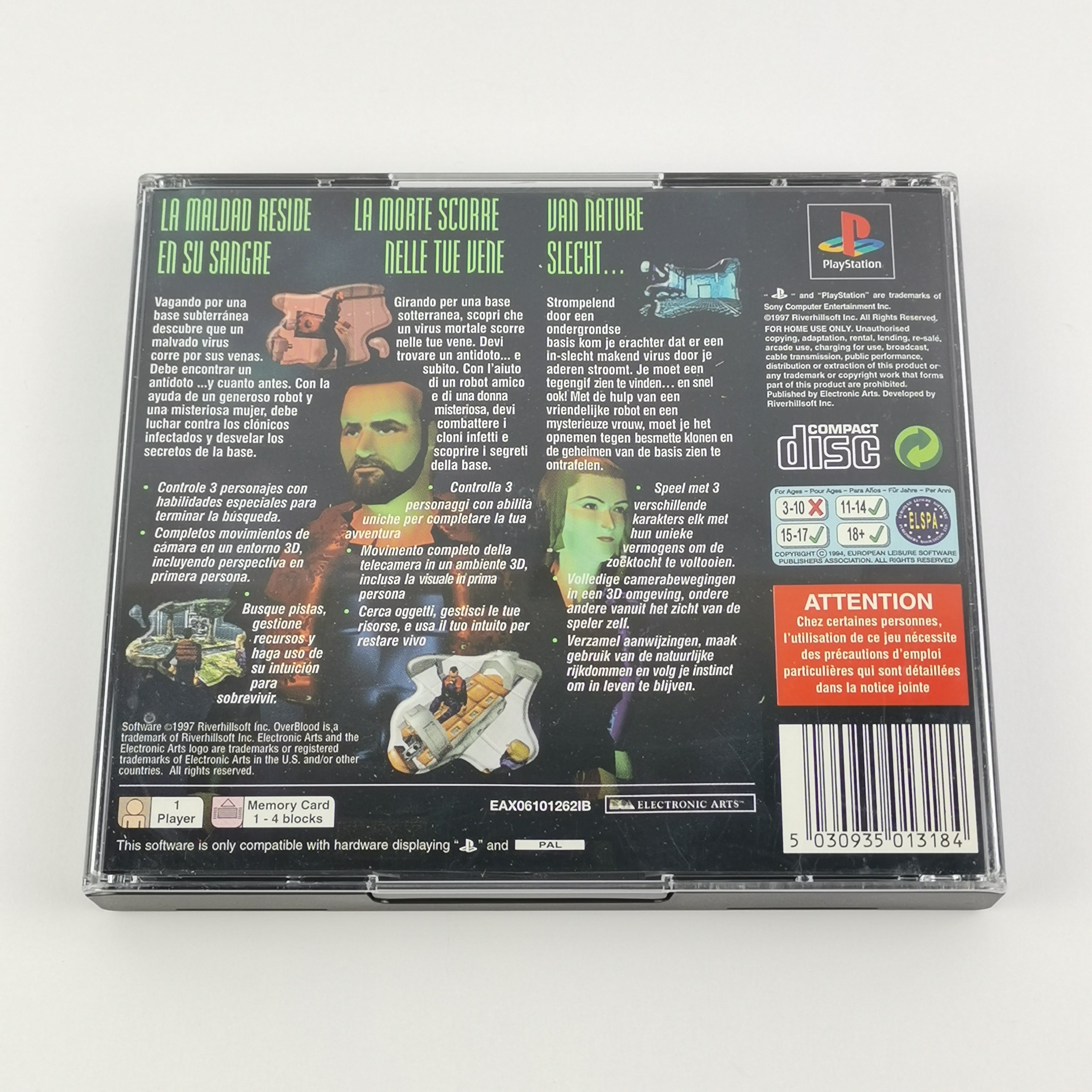 Playstation 1 Spiel – Over Blood A 3-D Sci-Fi Adventure OVP