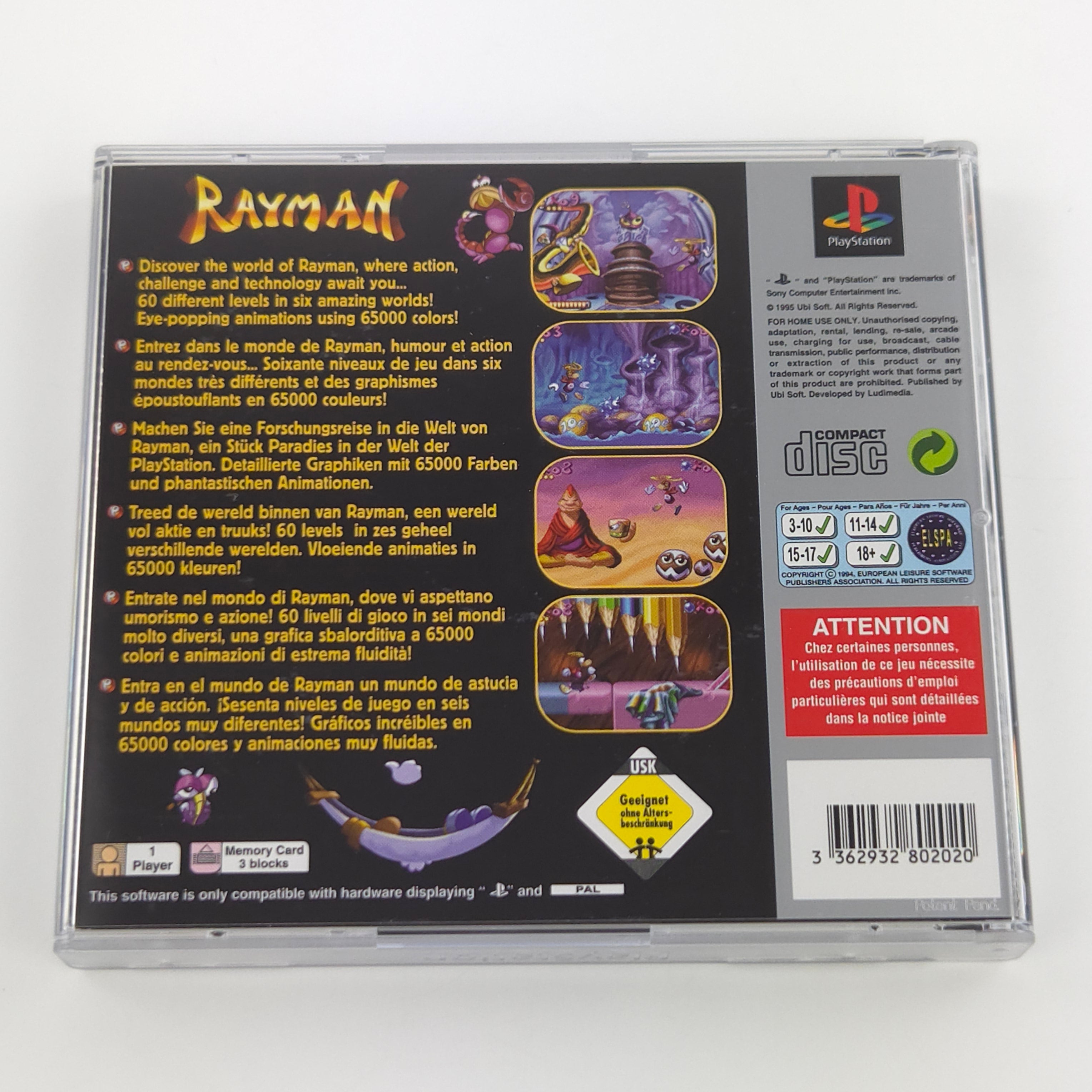 Sony PlayStation Spiel – Rayman (PS1 Platinum PAL OVP)