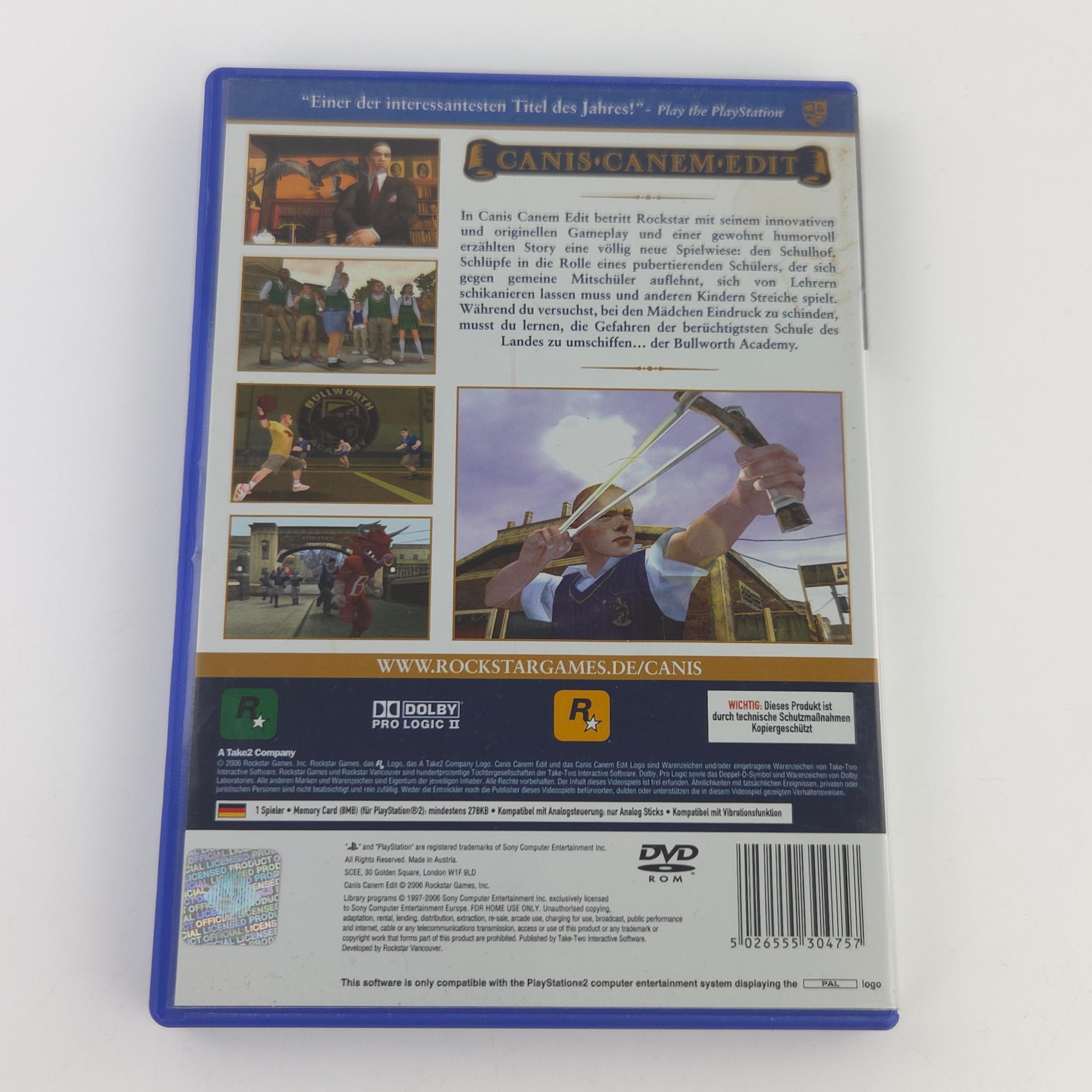Sony Playstation 2: Canis Canem Edit Bullworth Academy - PS2 OVP (PAL DE)