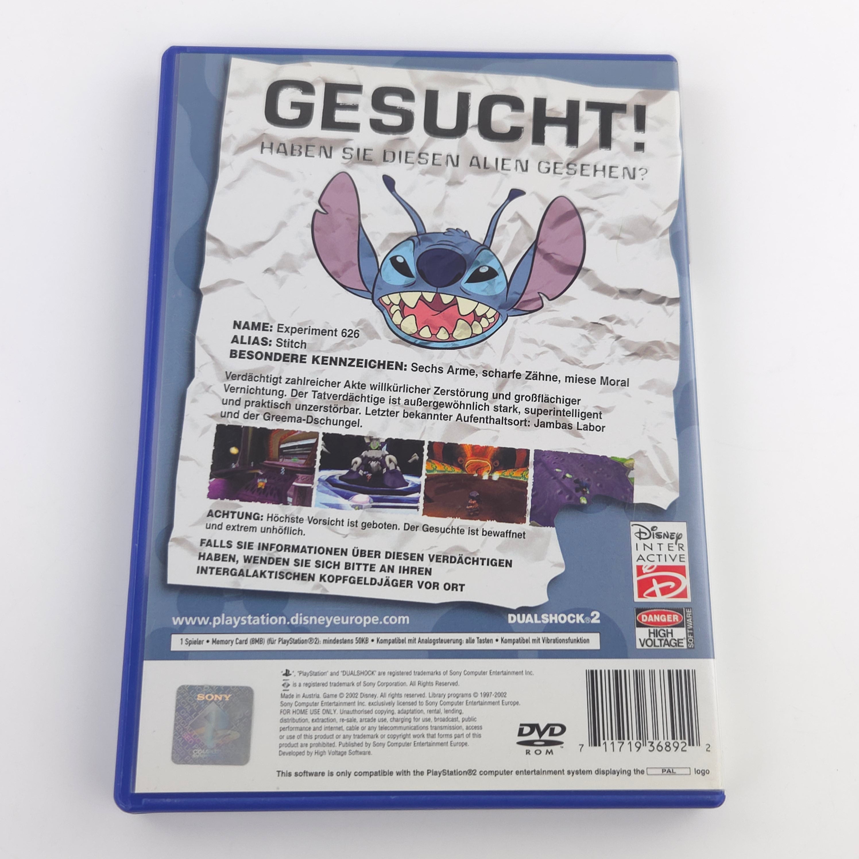 Playstation 2 Spiel – Disneys Stitch Experiment 626 OVP