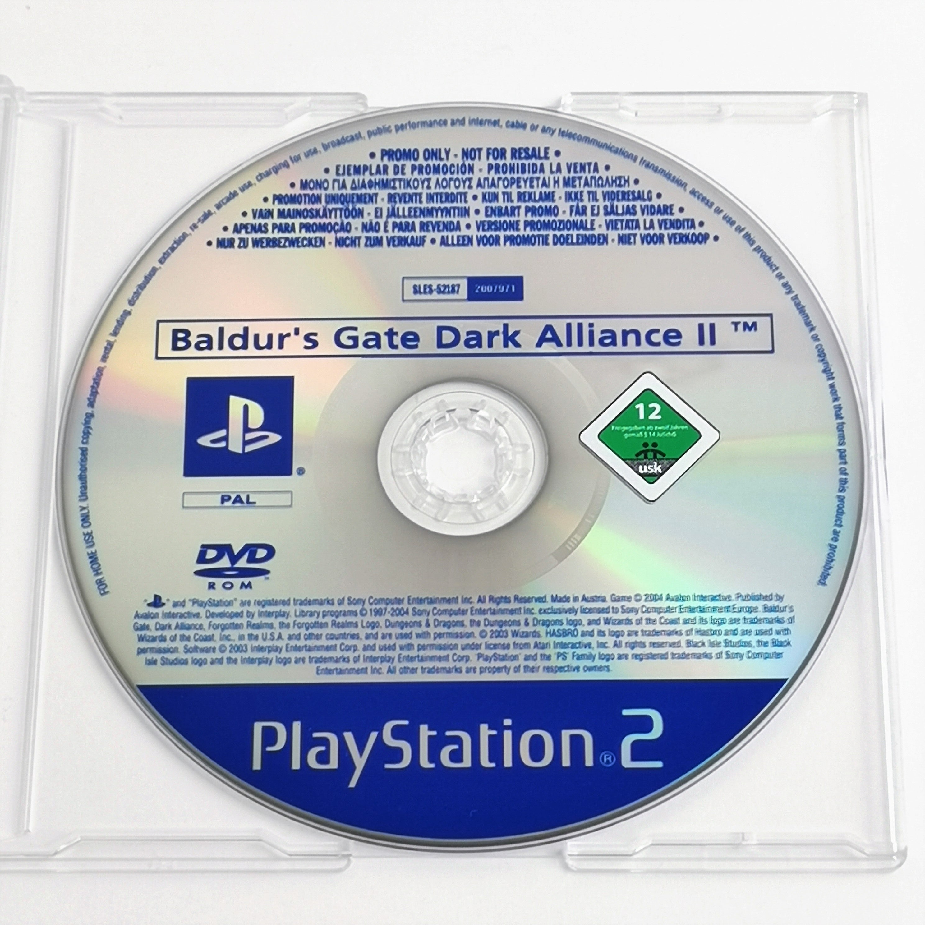 Playstation 2 Promo Spiel – Baldurs Gate Dark Alliance II PAL