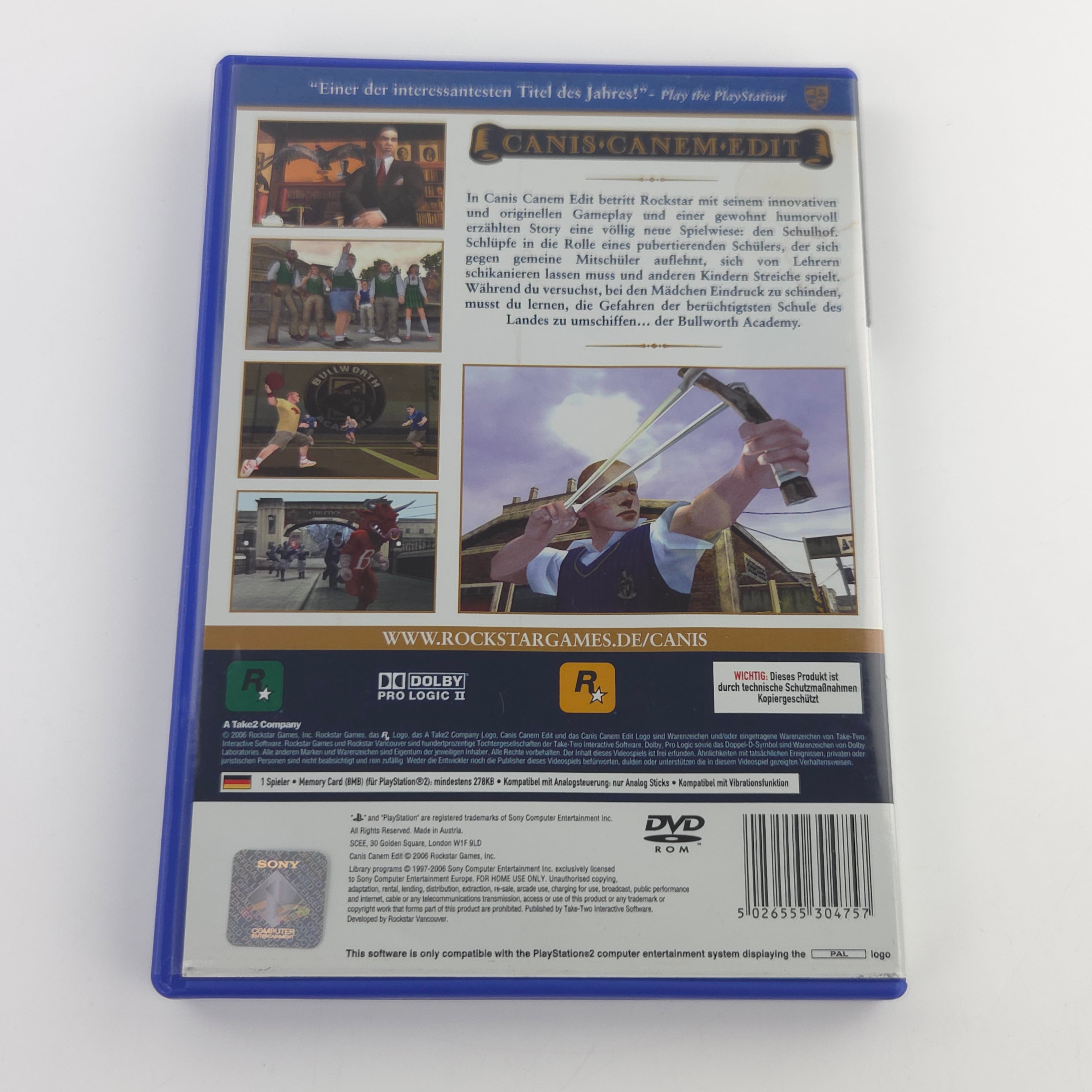 Playstation 2 Spiel Canis Canem Edit Bullworth PS2 OVP