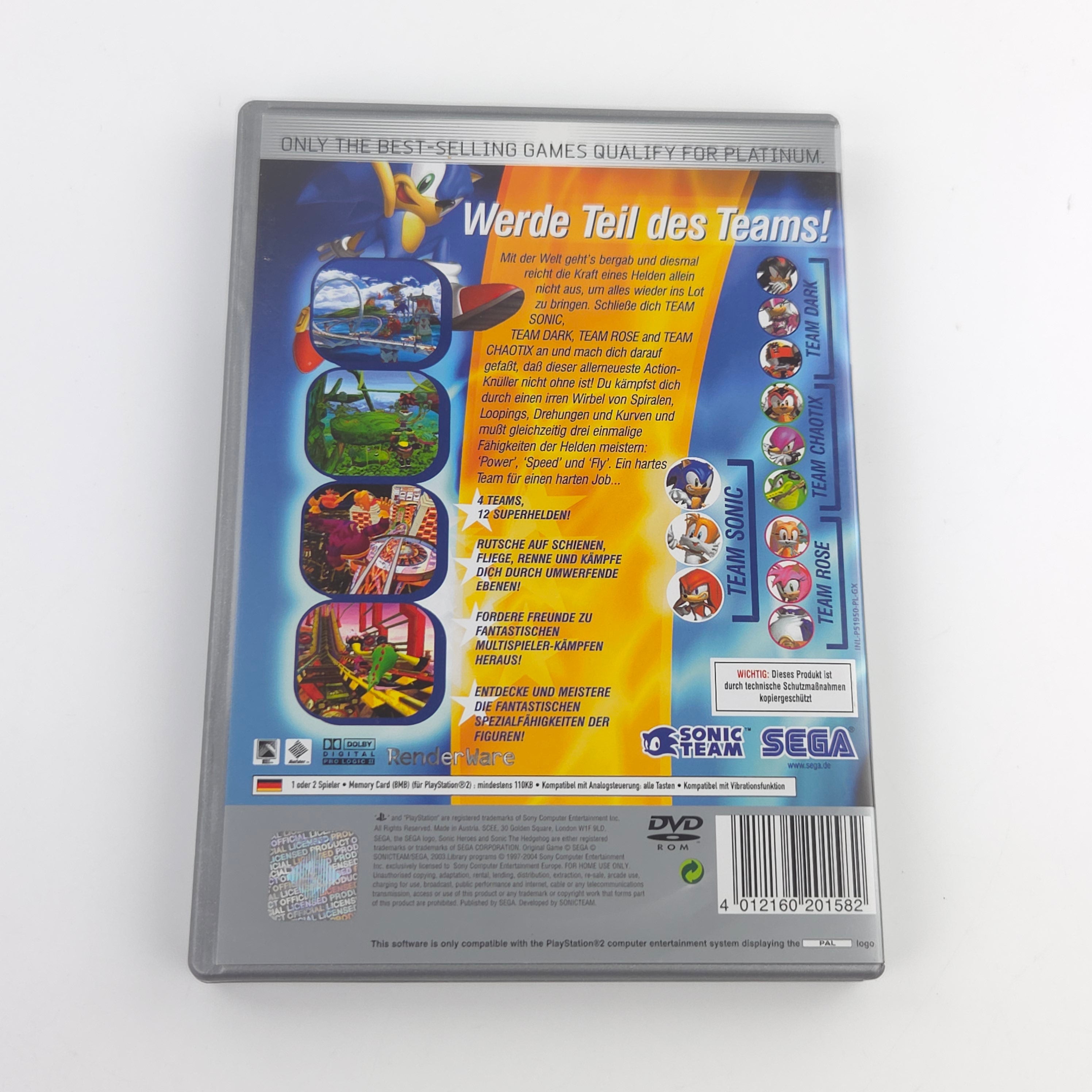 Playstation 2 Spiel – Sonic Heroes PS2 Platinum OVP PAL