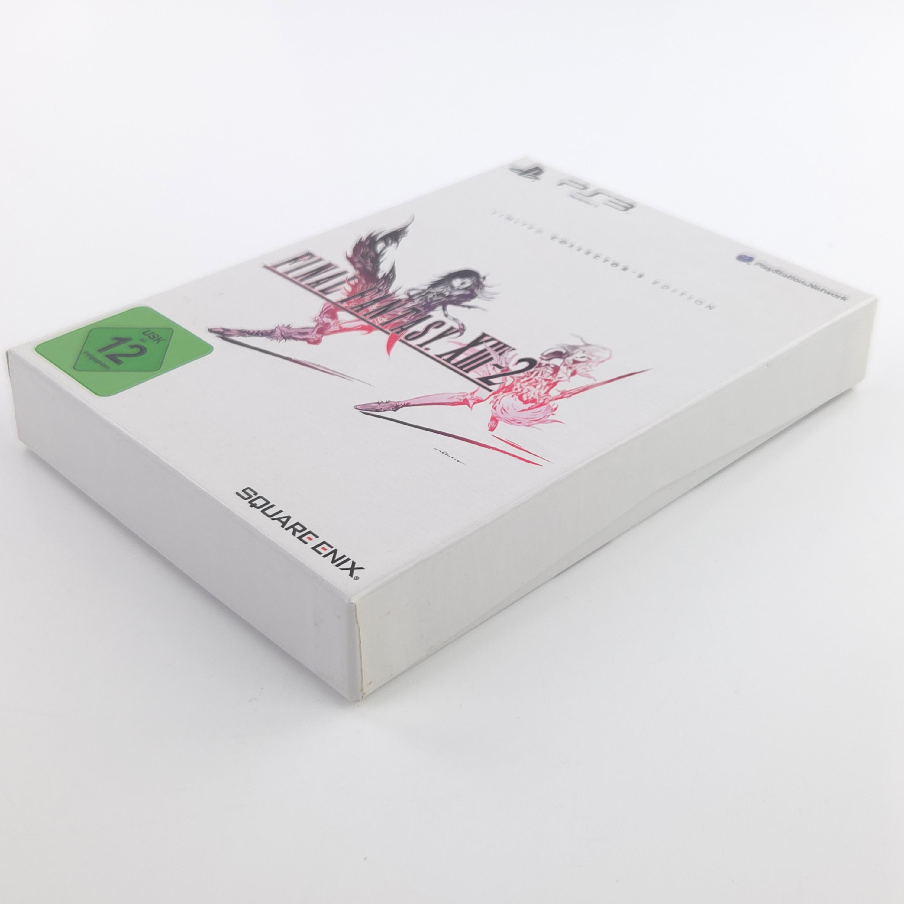 Final Fantasy XIII-2 Limited Collectors Edition PS3: weiße Box mit rot-schwarzem Design und Square Enix Logo