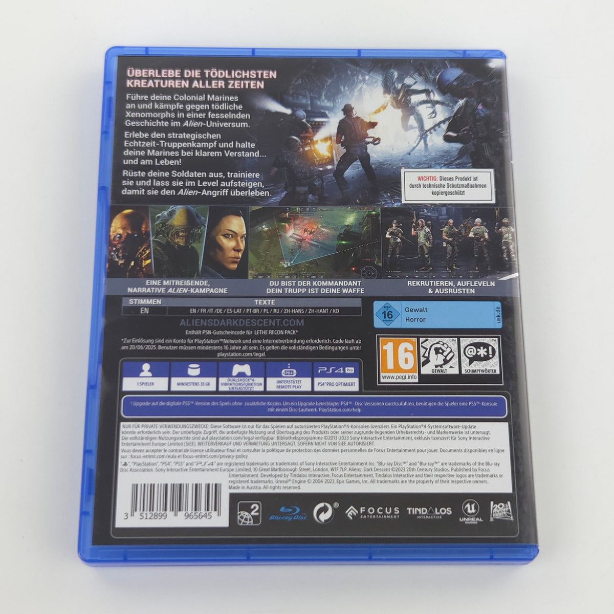 Sony Playstation 4: Aliens Dark Descent - PS4 OVP (PAL DE)