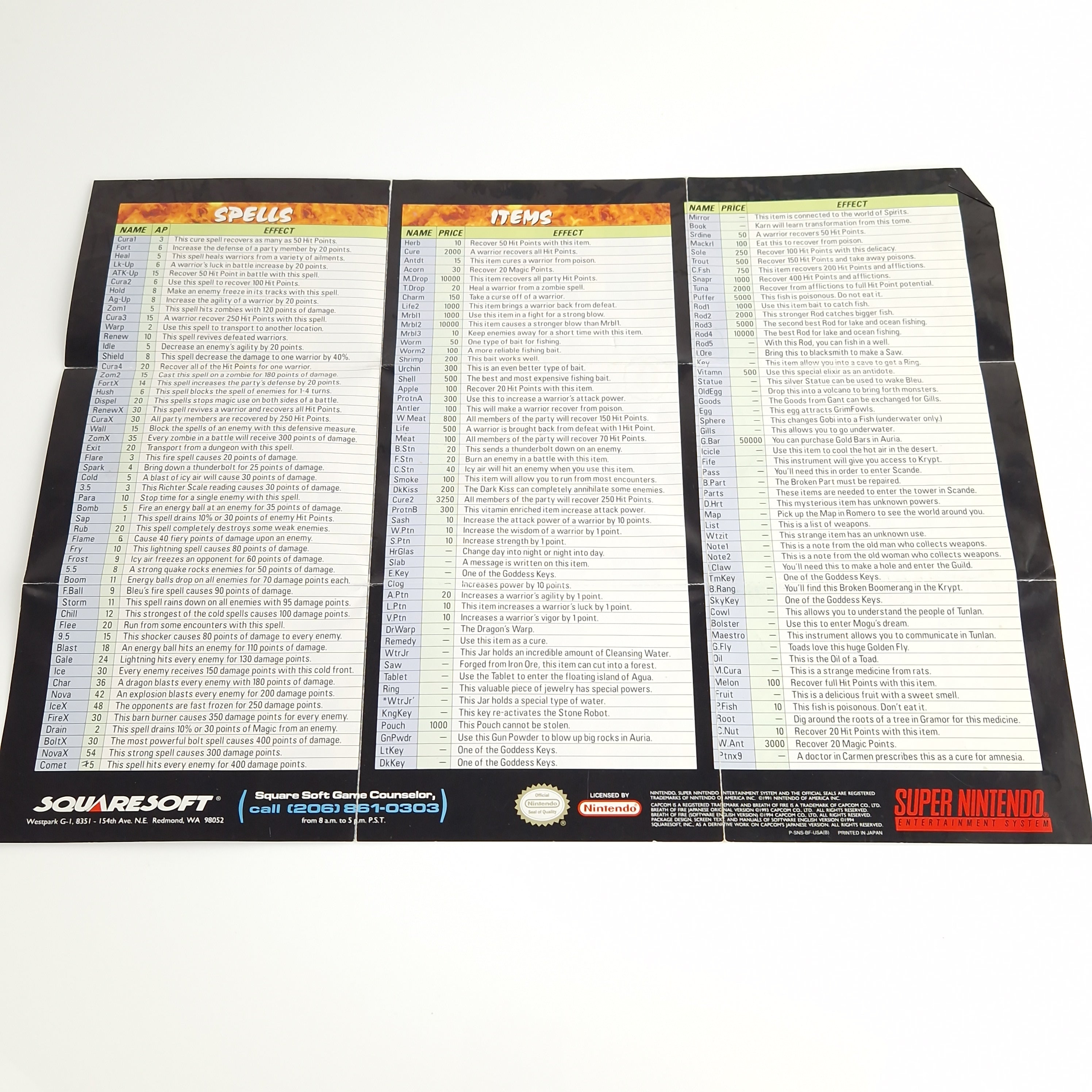 Super Nintendo Spiel – Breath of Fire Game Secrets OVP