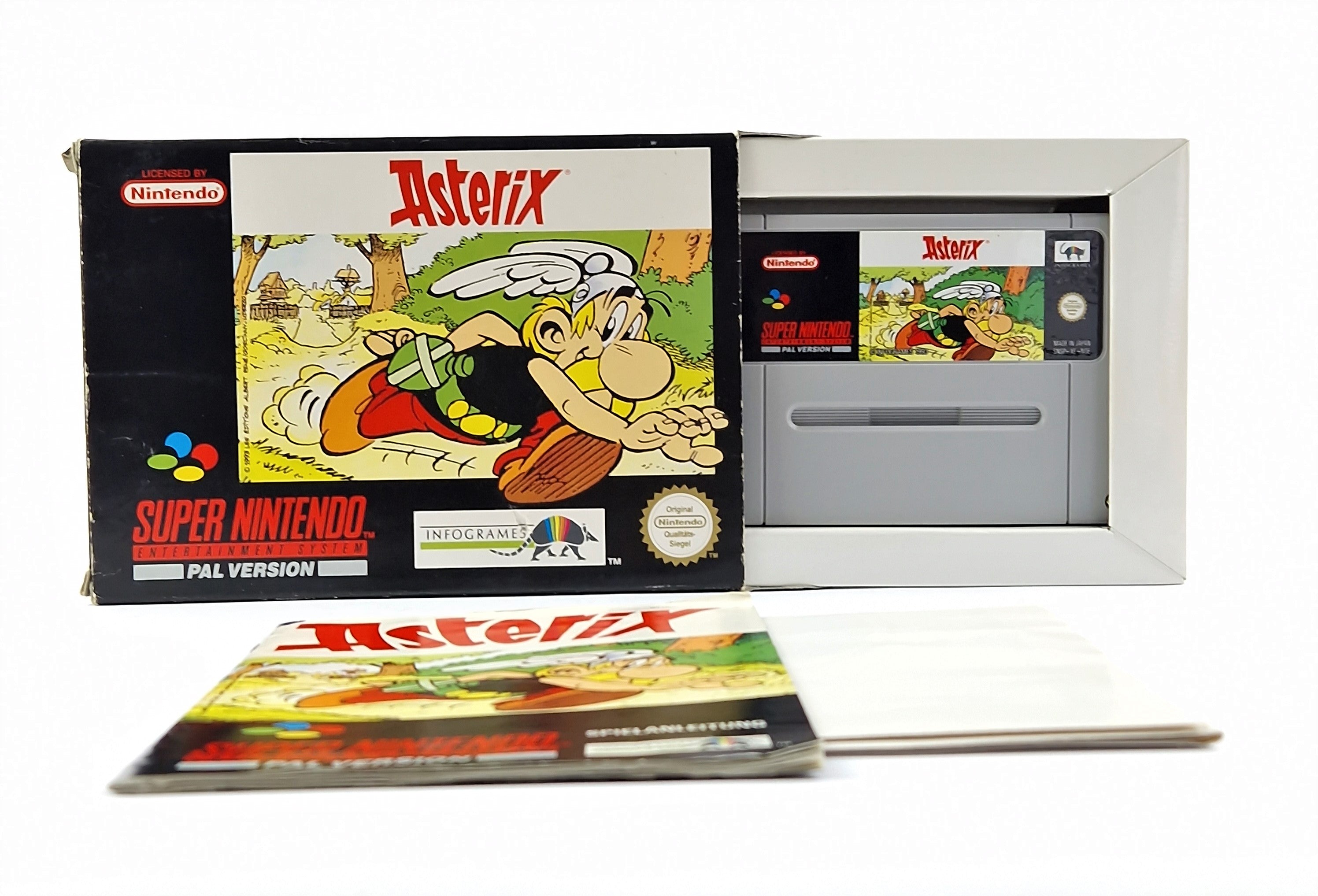 Super Nintendo Spiel: Asterix mit Poster - OVP Anleitung Modul Snes Pal Game