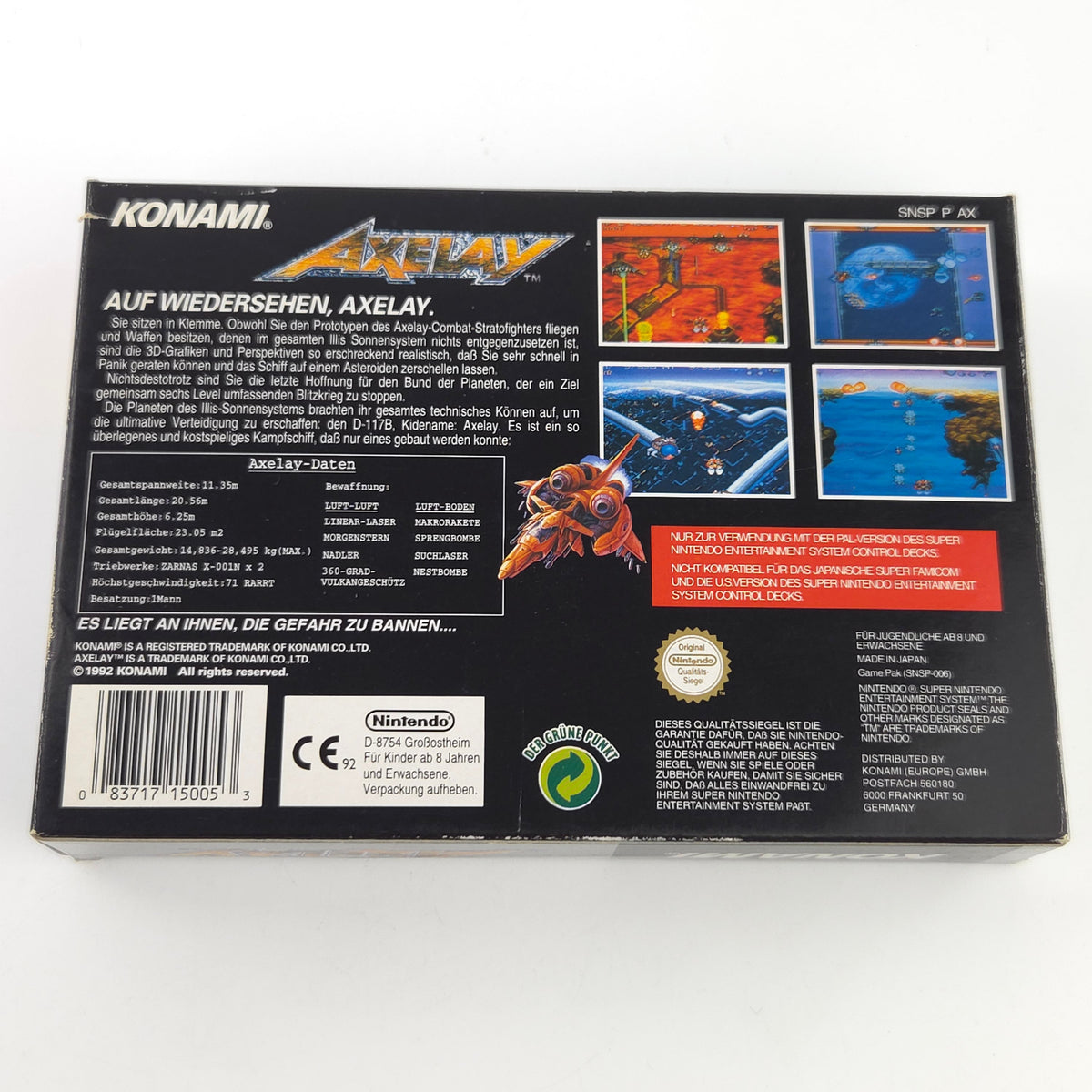 Super Nintendo Spiel Axelay CIB OVP