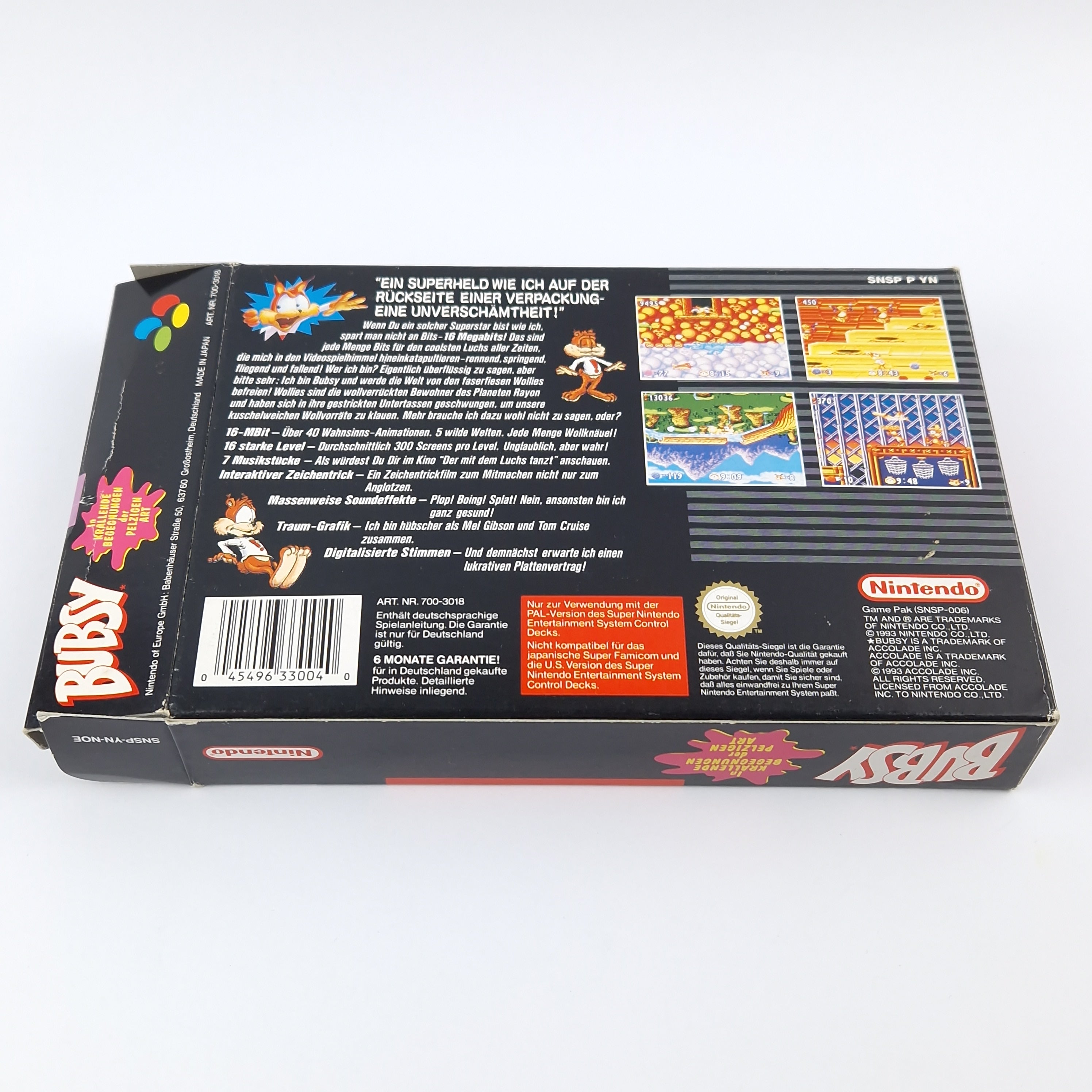 Super Nintendo Spiel – Bubsy Modul Anleitung OVP PAL CIB