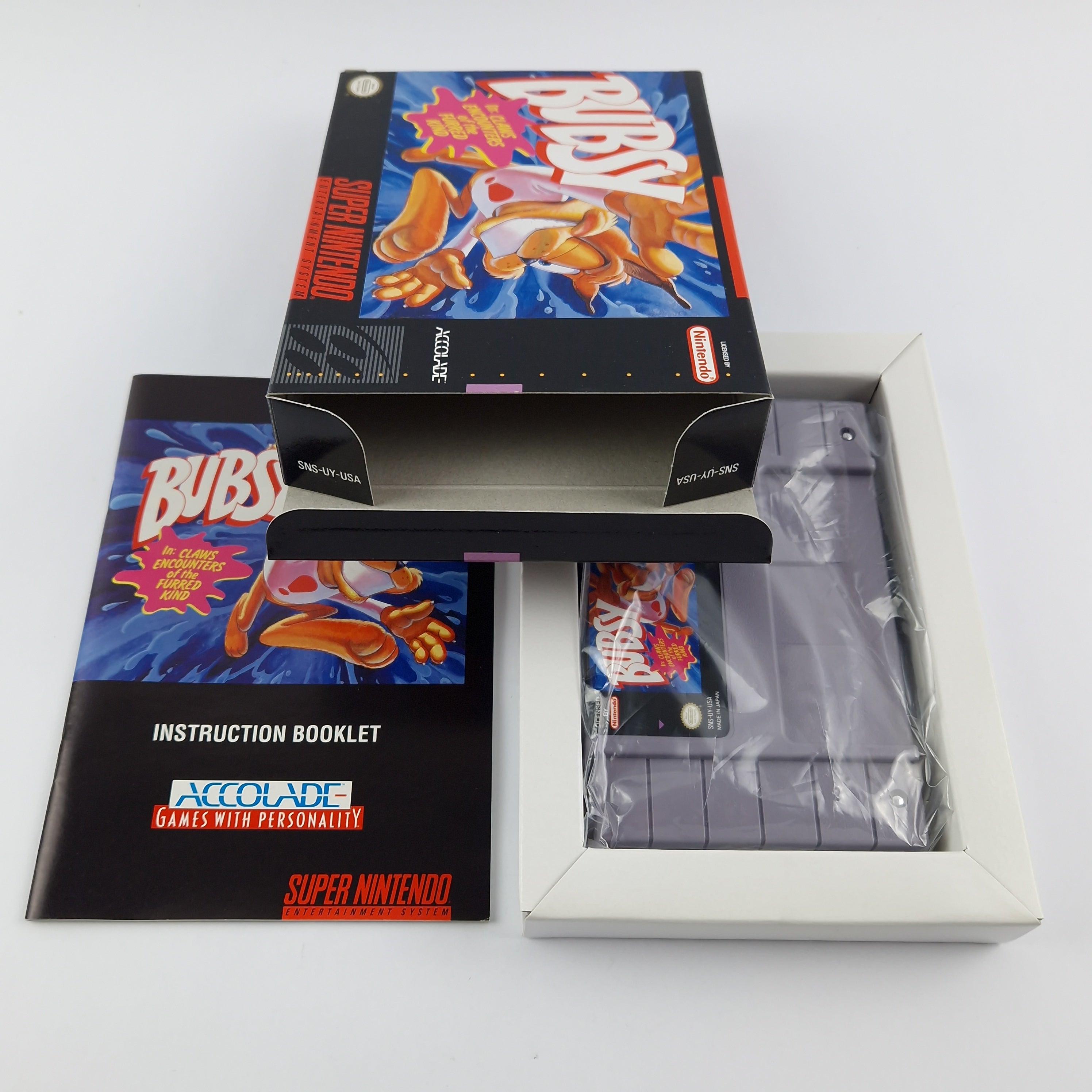 Super Nintendo Spiel – Bubsy OVP Anleitung Modul USA NTSC