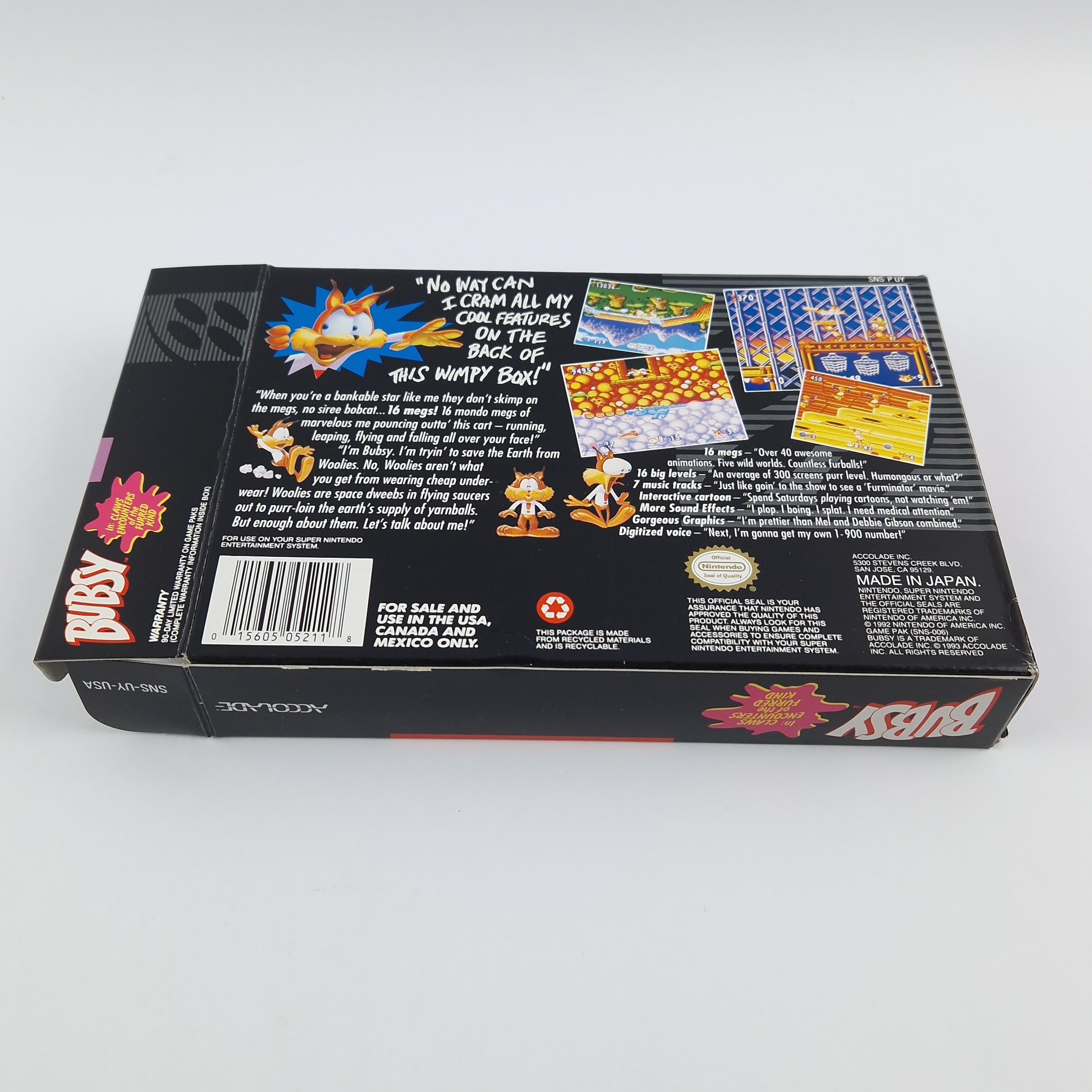 Super Nintendo Spiel – Bubsy OVP Anleitung Modul USA NTSC