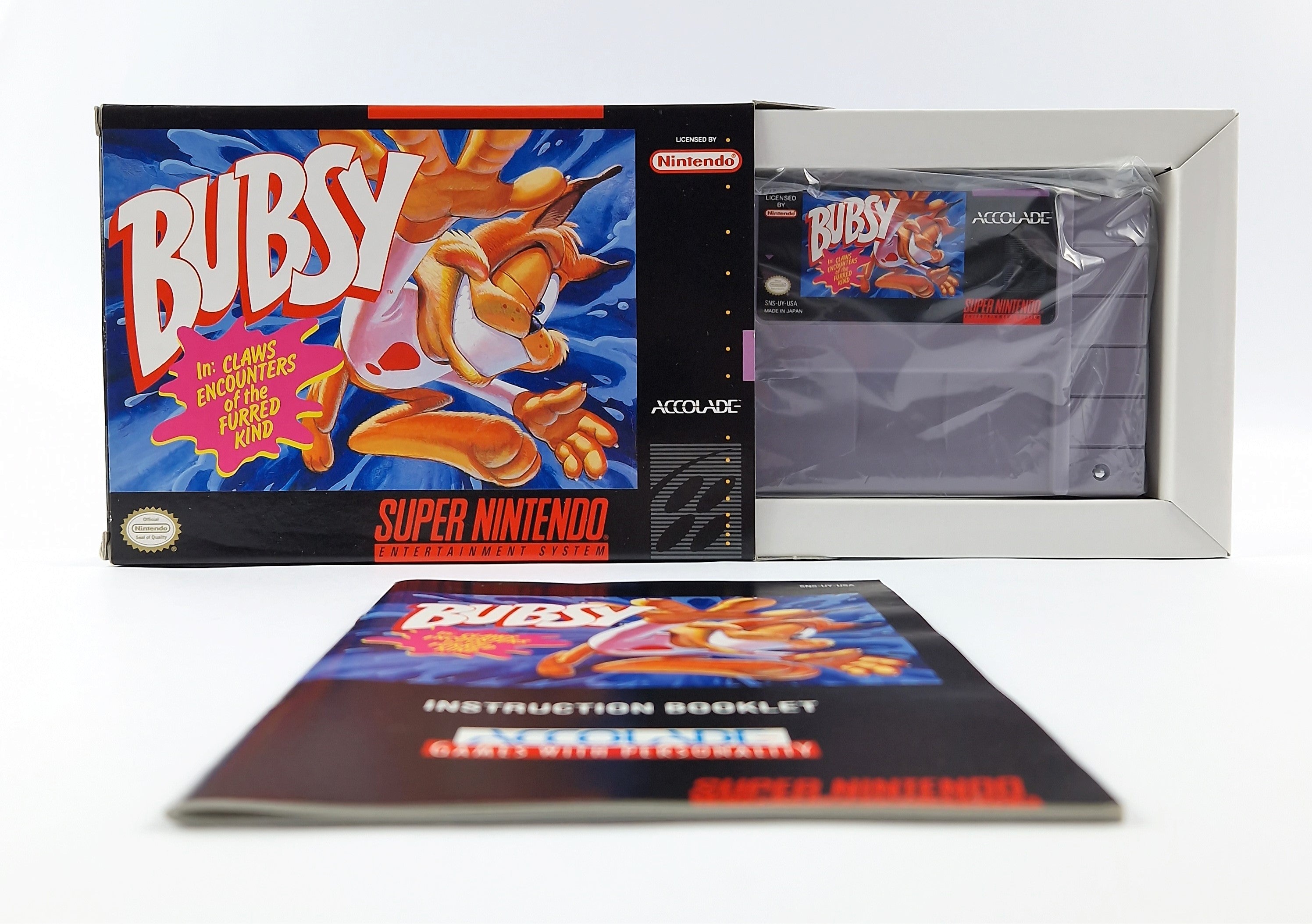 Super Nintendo Spiel – Bubsy OVP Anleitung Modul USA NTSC