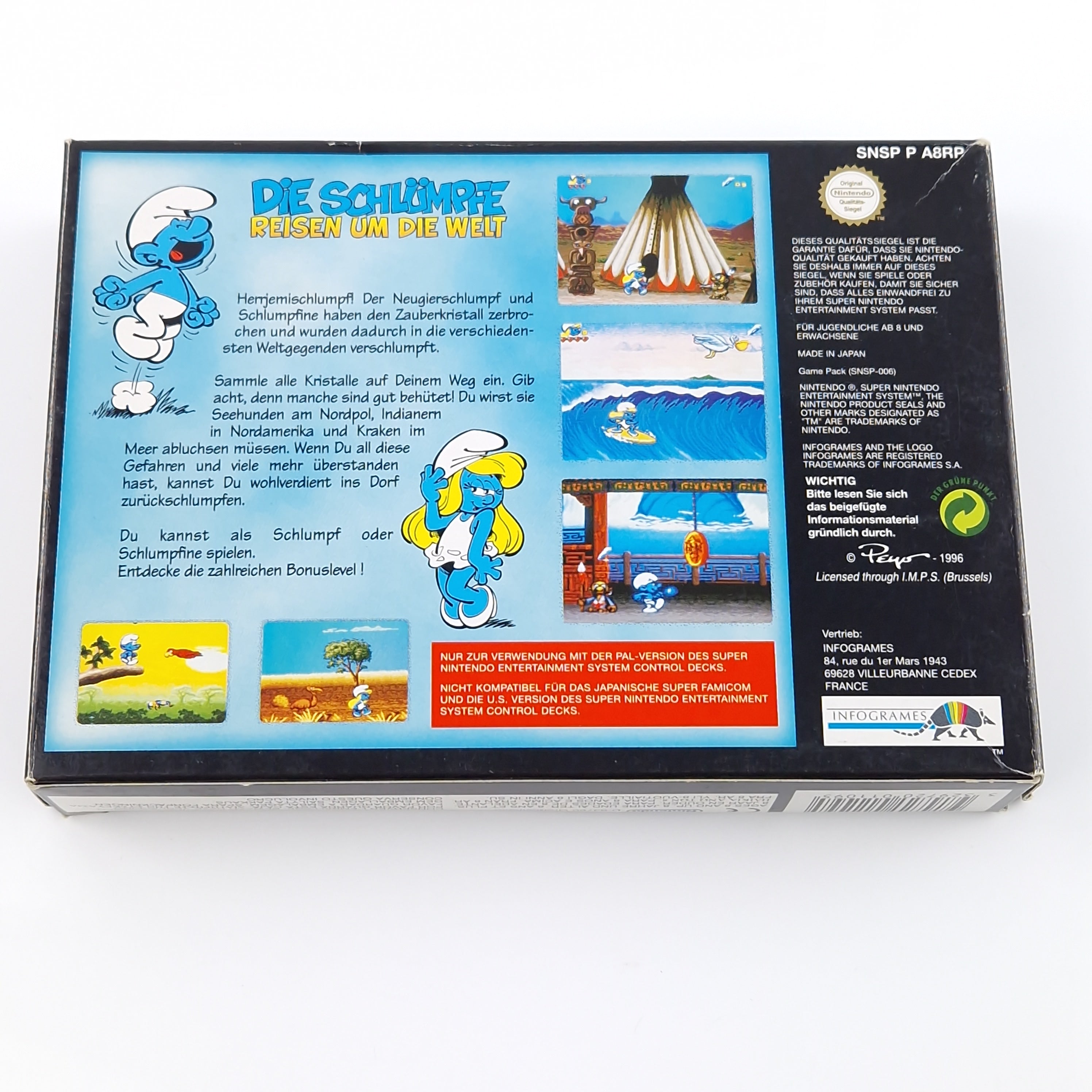 Super Nintendo Spiel – Die Schlümpfe Reisen um die Welt OVP