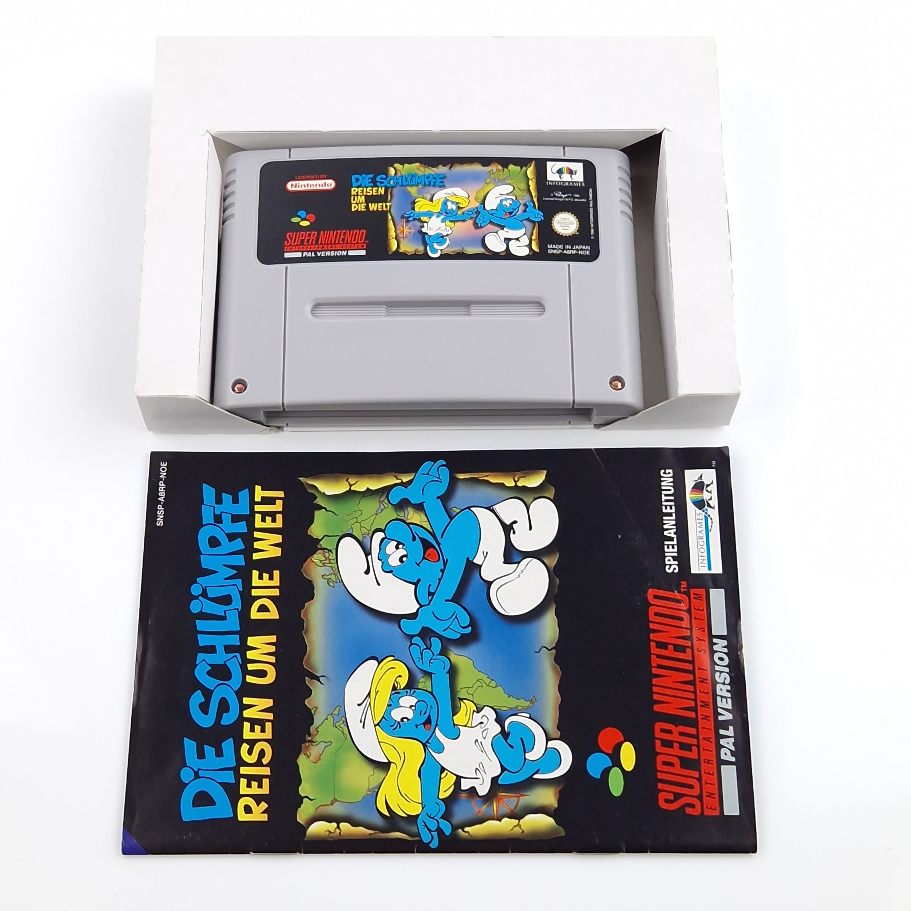 Super Nintendo Spiel – Die Schlümpfe Reisen um die Welt OVP