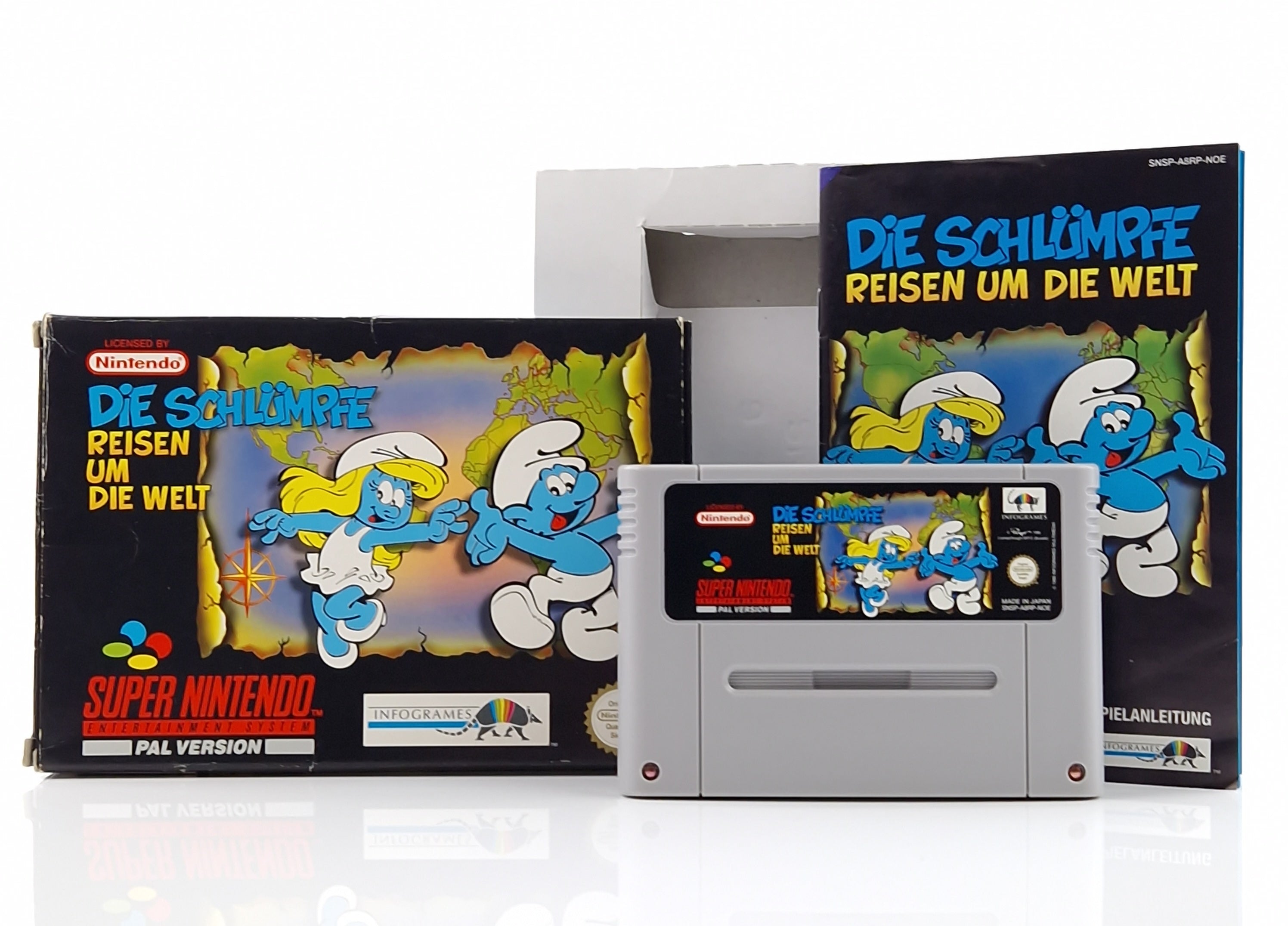 Super Nintendo Spiel – Die Schlümpfe Reisen um die Welt OVP