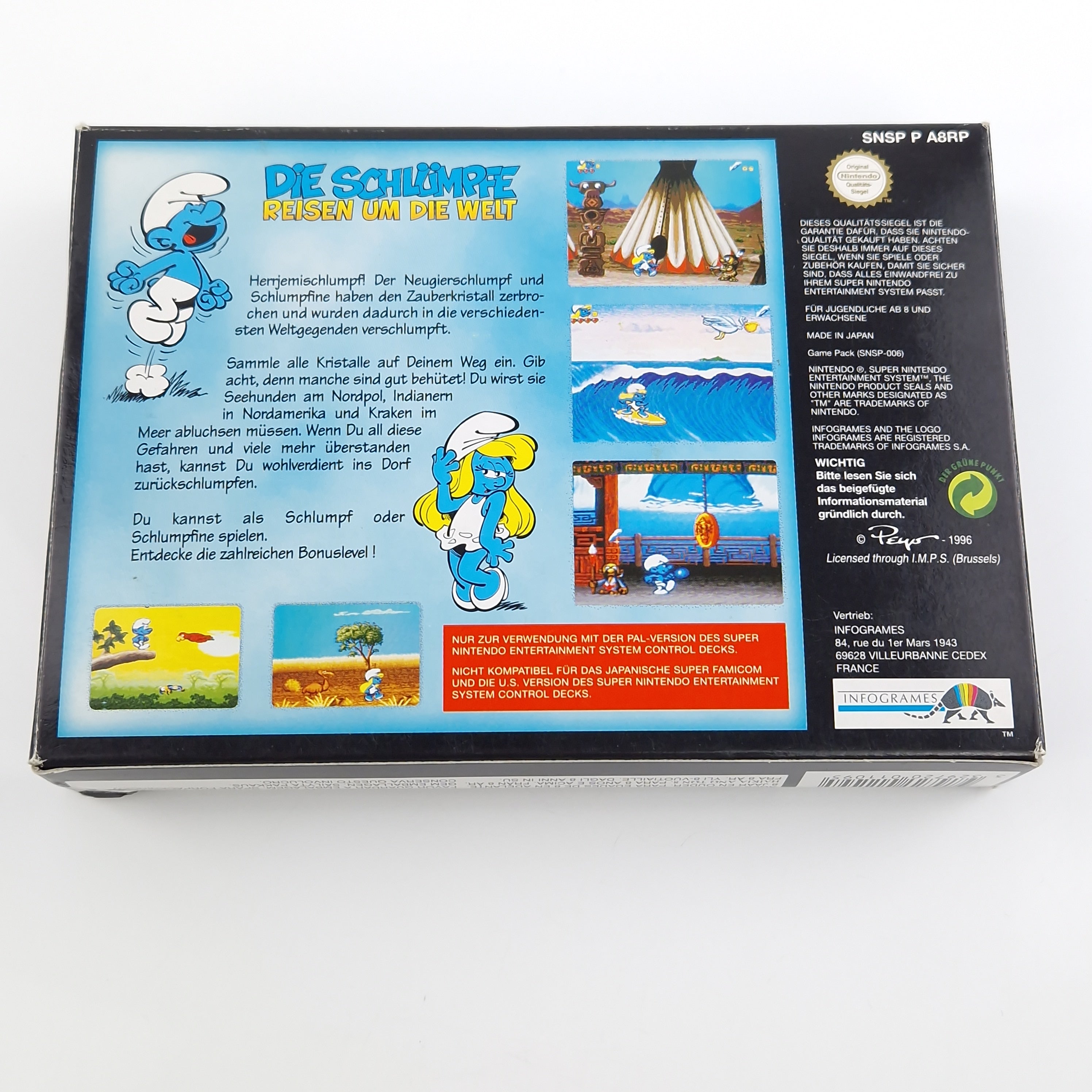 Super Nintendo Spiel – Die Schlümpfe Reisen um die Welt OVP