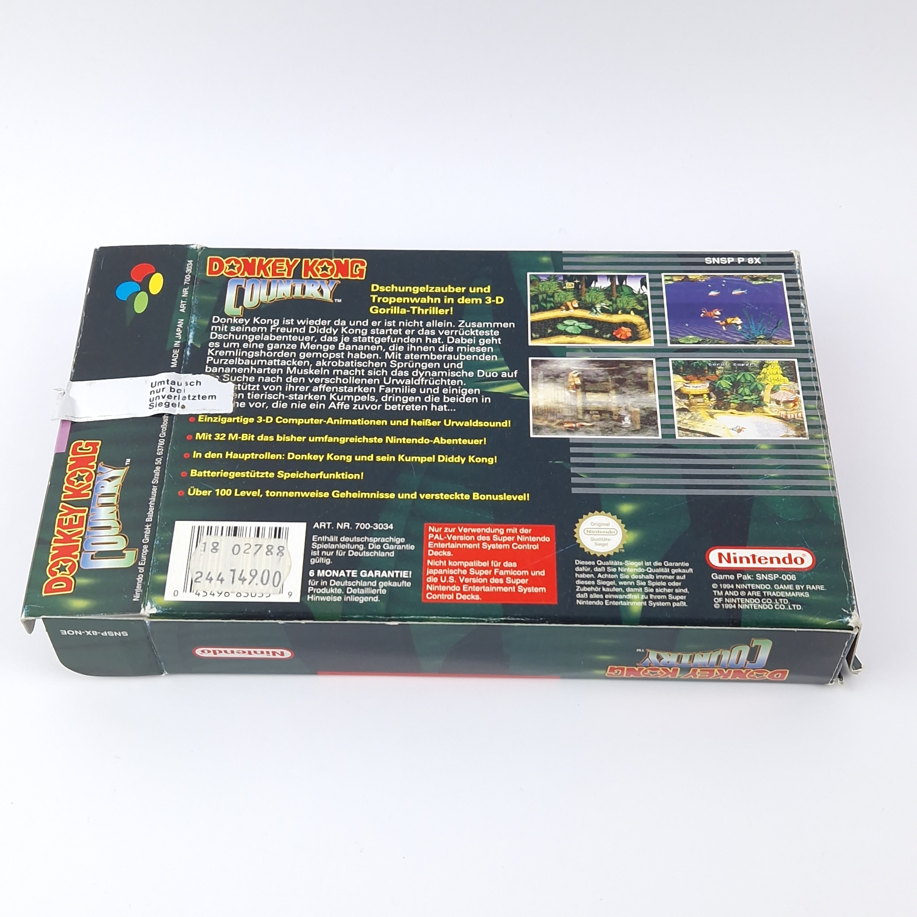 Super Nintendo Spiel – Donkey Kong Country OVP PAL SNES