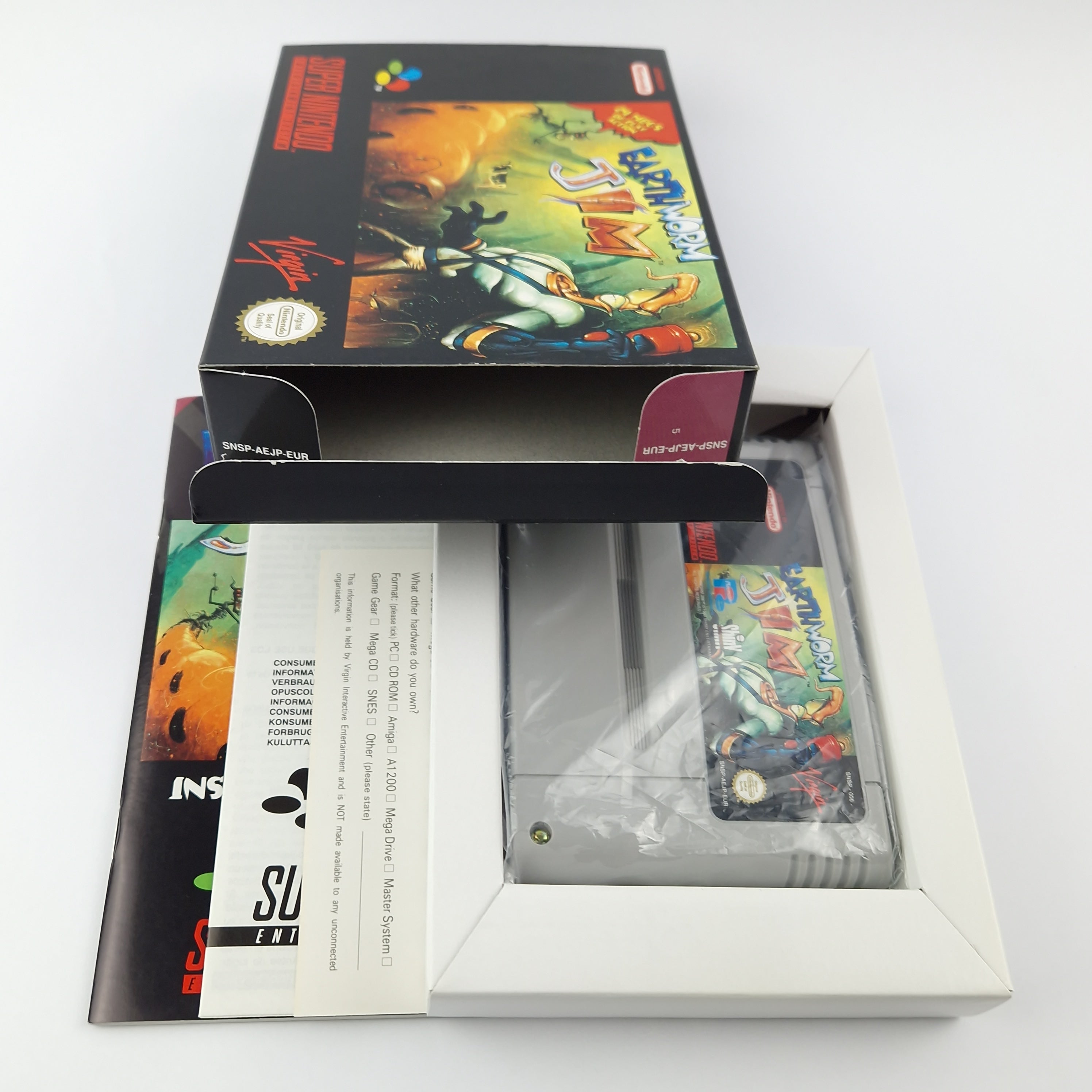 Super Nintendo Spiel – Earth Worm Jim OVP PAL CIB