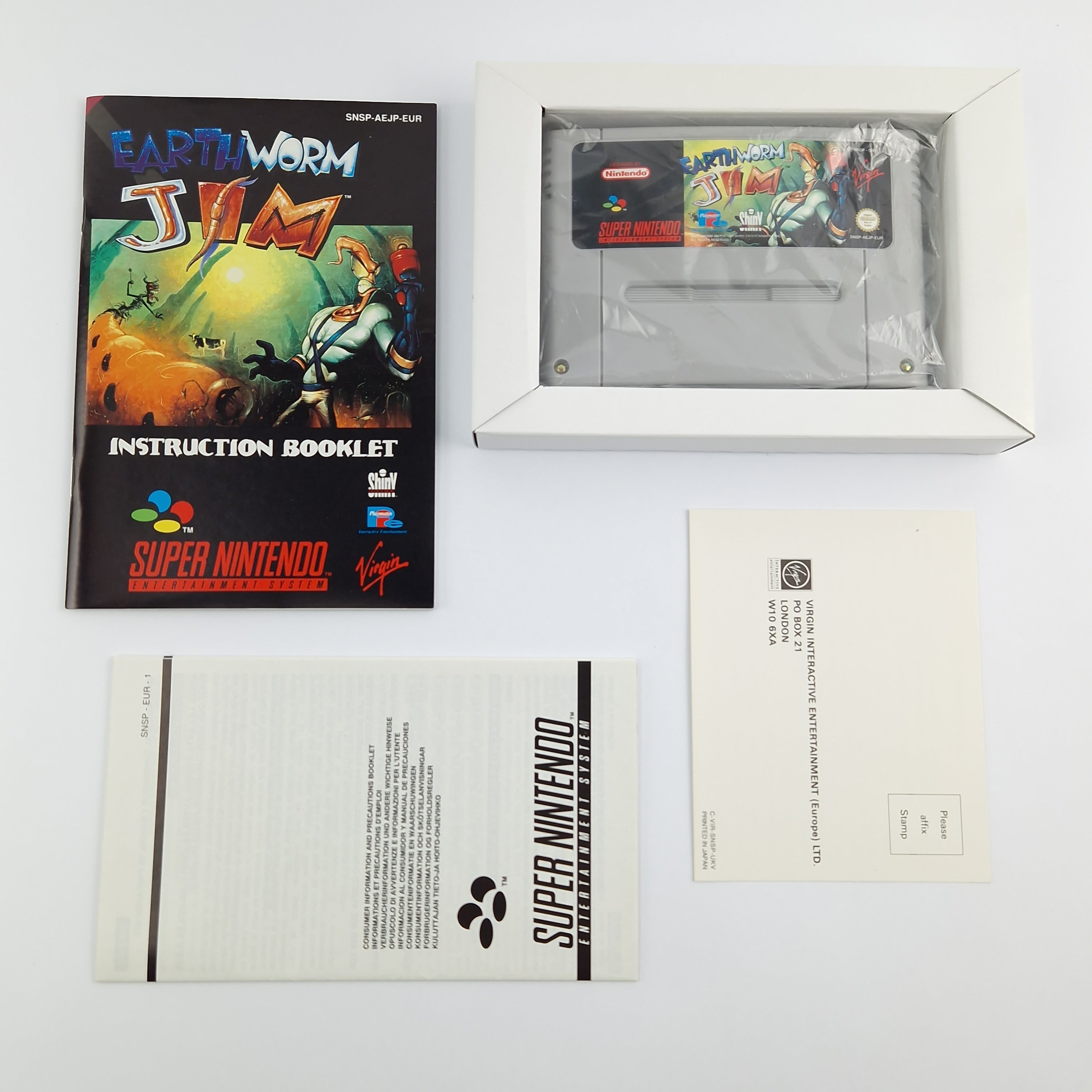 Super Nintendo Spiel – Earth Worm Jim OVP PAL CIB