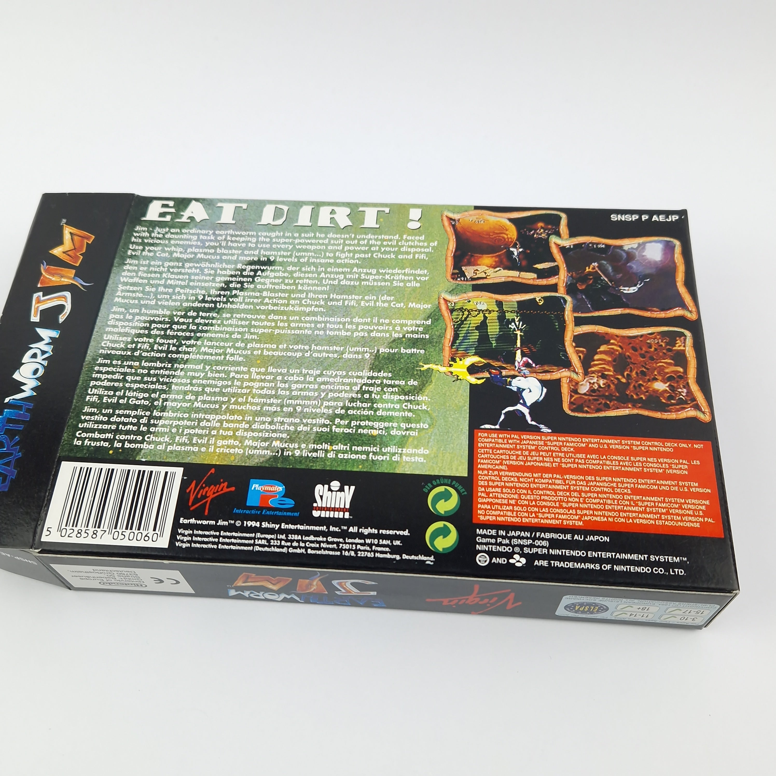 Super Nintendo Spiel – Earth Worm Jim OVP PAL CIB