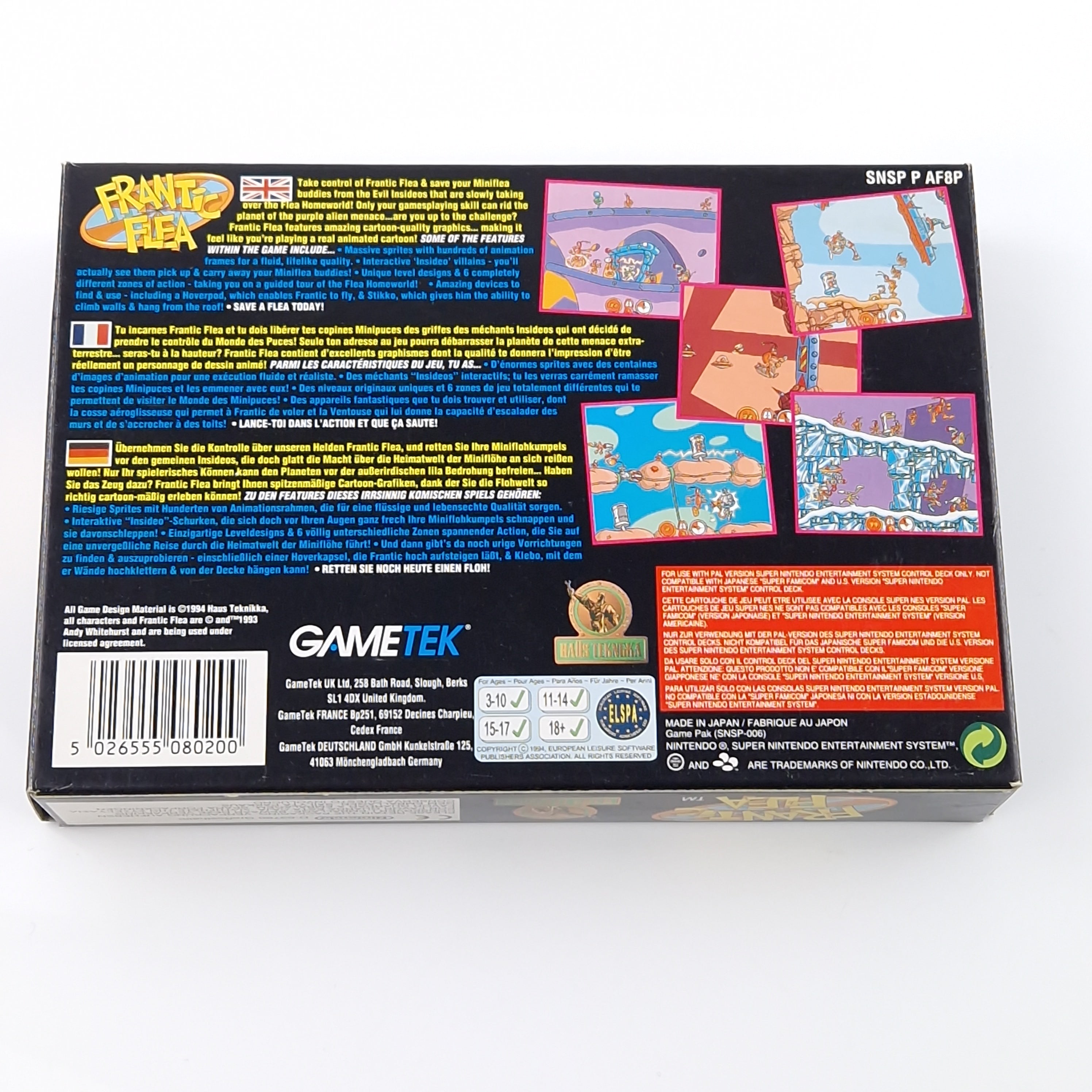 Super Nintendo Spiel – Frantic Flea SNES Modul OVP PAL