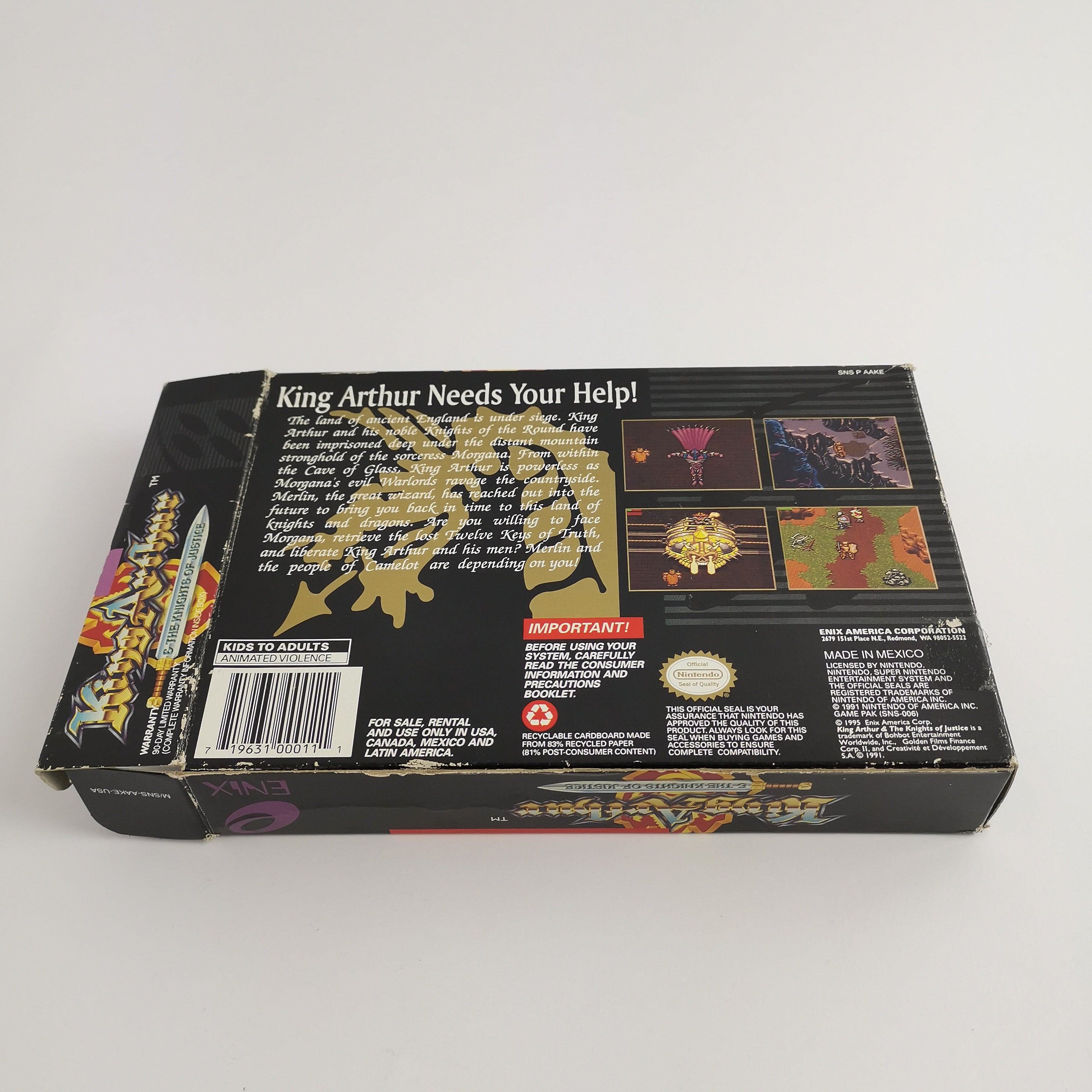 Super Nintendo Spiel – King Arthur Knights of Justice OVP