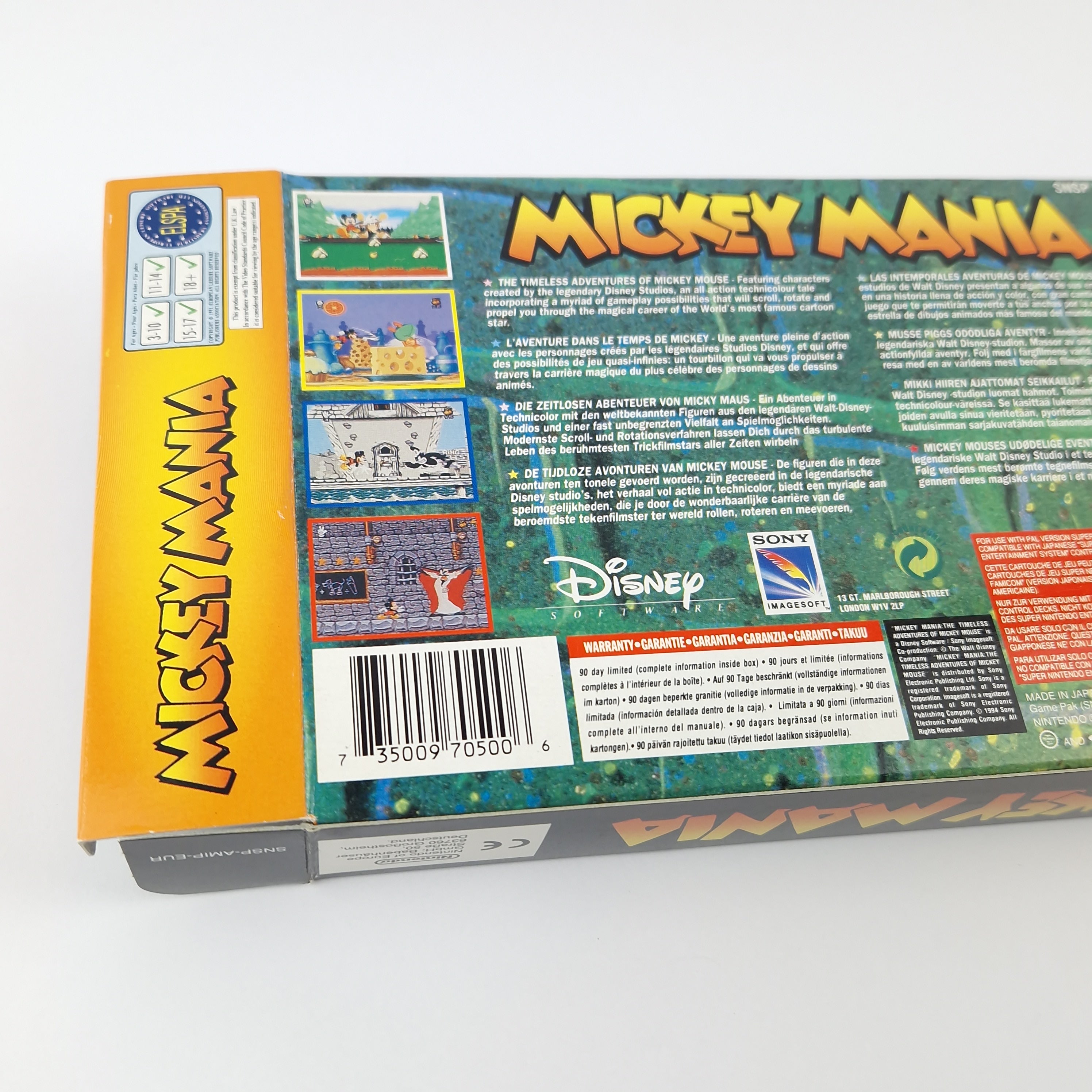 Super Nintendo Spiel – Mickey Mania OVP PAL CIB SNES Disney