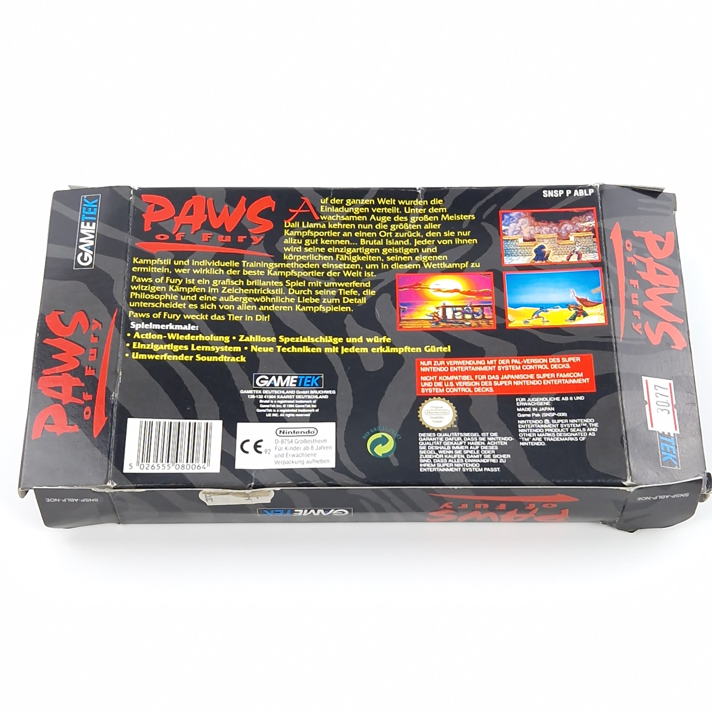 Super Nintendo Spiel – Paws of Fury Modul Anleitung OVP PAL