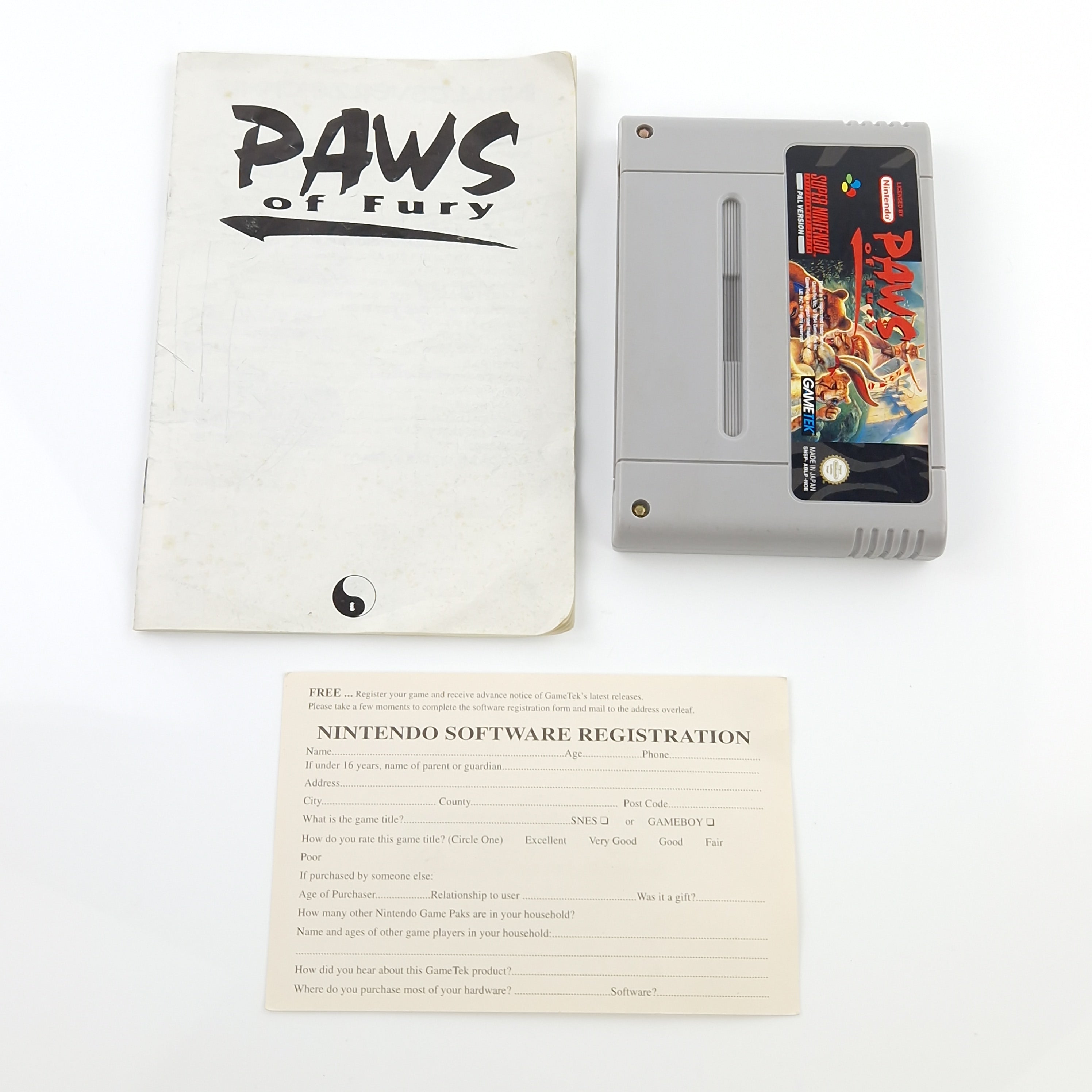 Super Nintendo Spiel – Paws of Fury Modul Anleitung OVP PAL