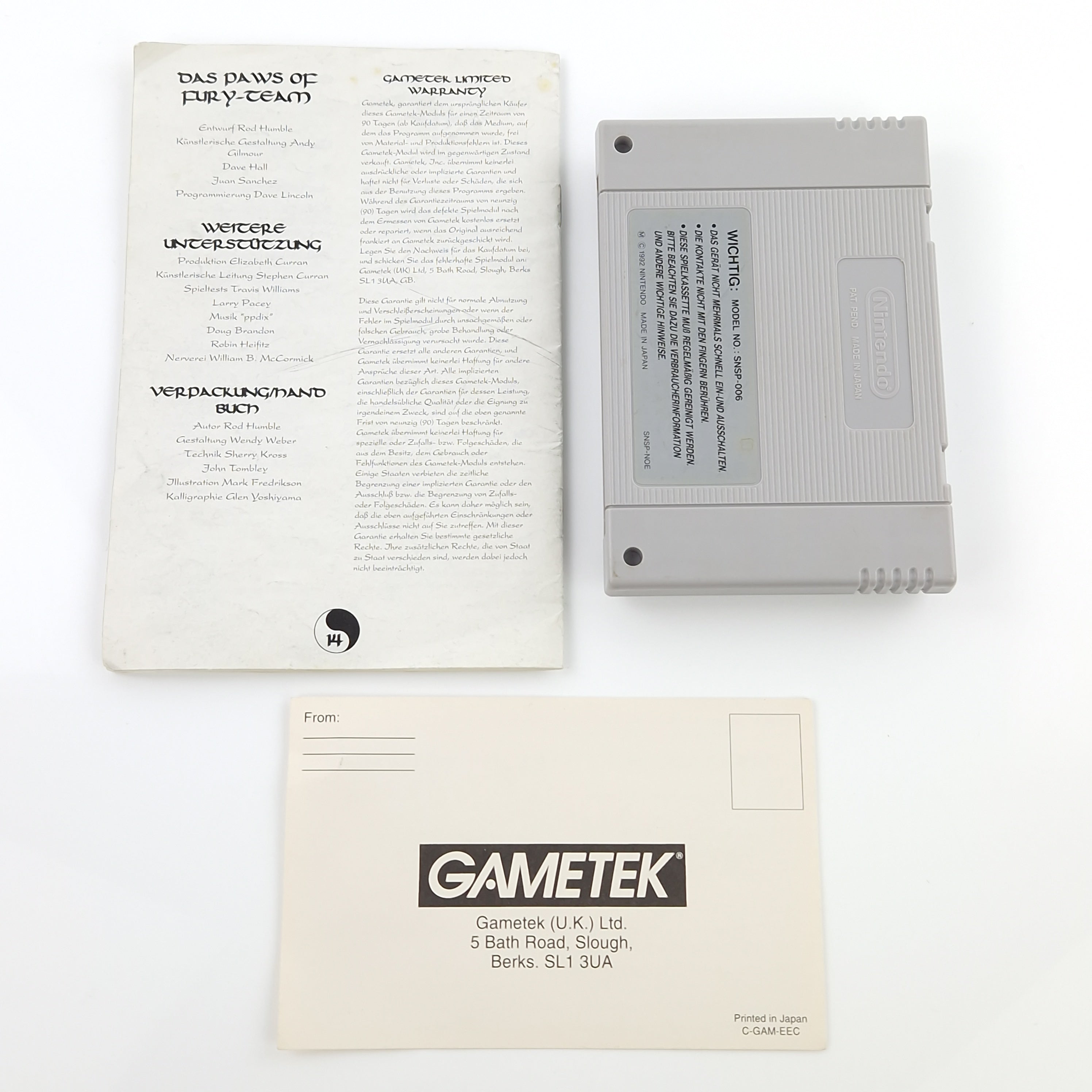 Super Nintendo Spiel – Paws of Fury Modul Anleitung OVP PAL