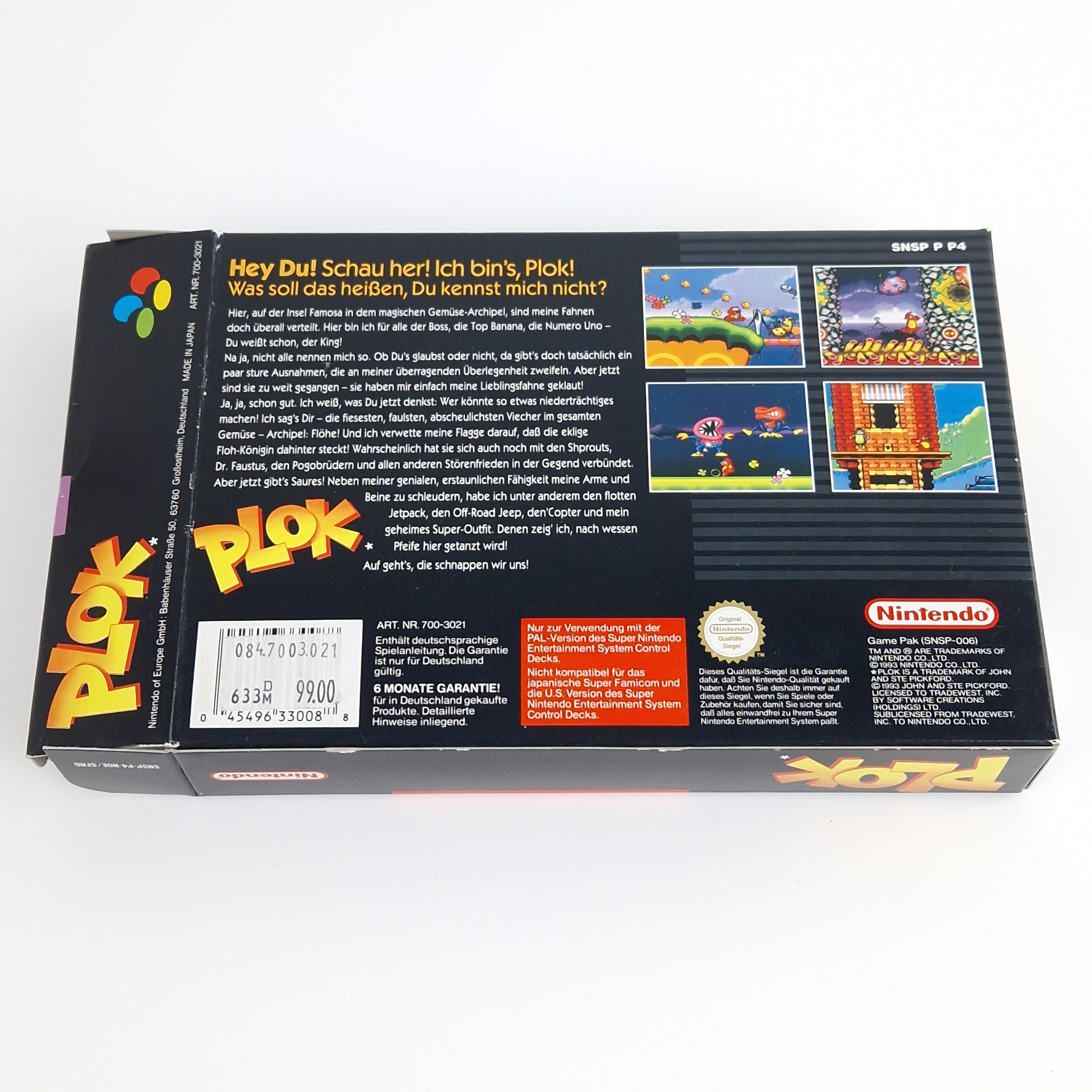 Super Nintendo Spiel – Plok Modul Anleitung OVP PAL NOE