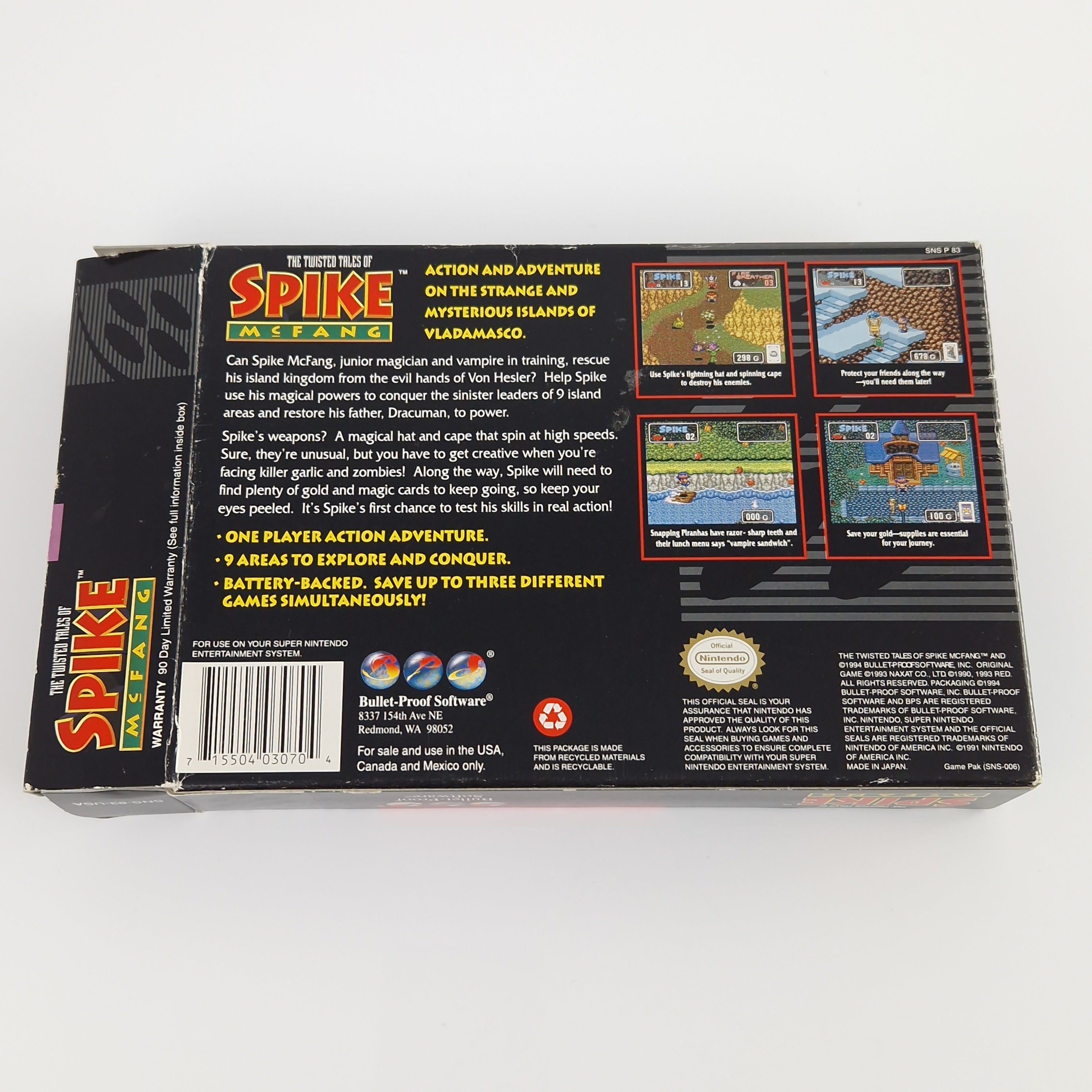 Super Nintendo Spiel – The Twisted Tales of Spike McFang OVP