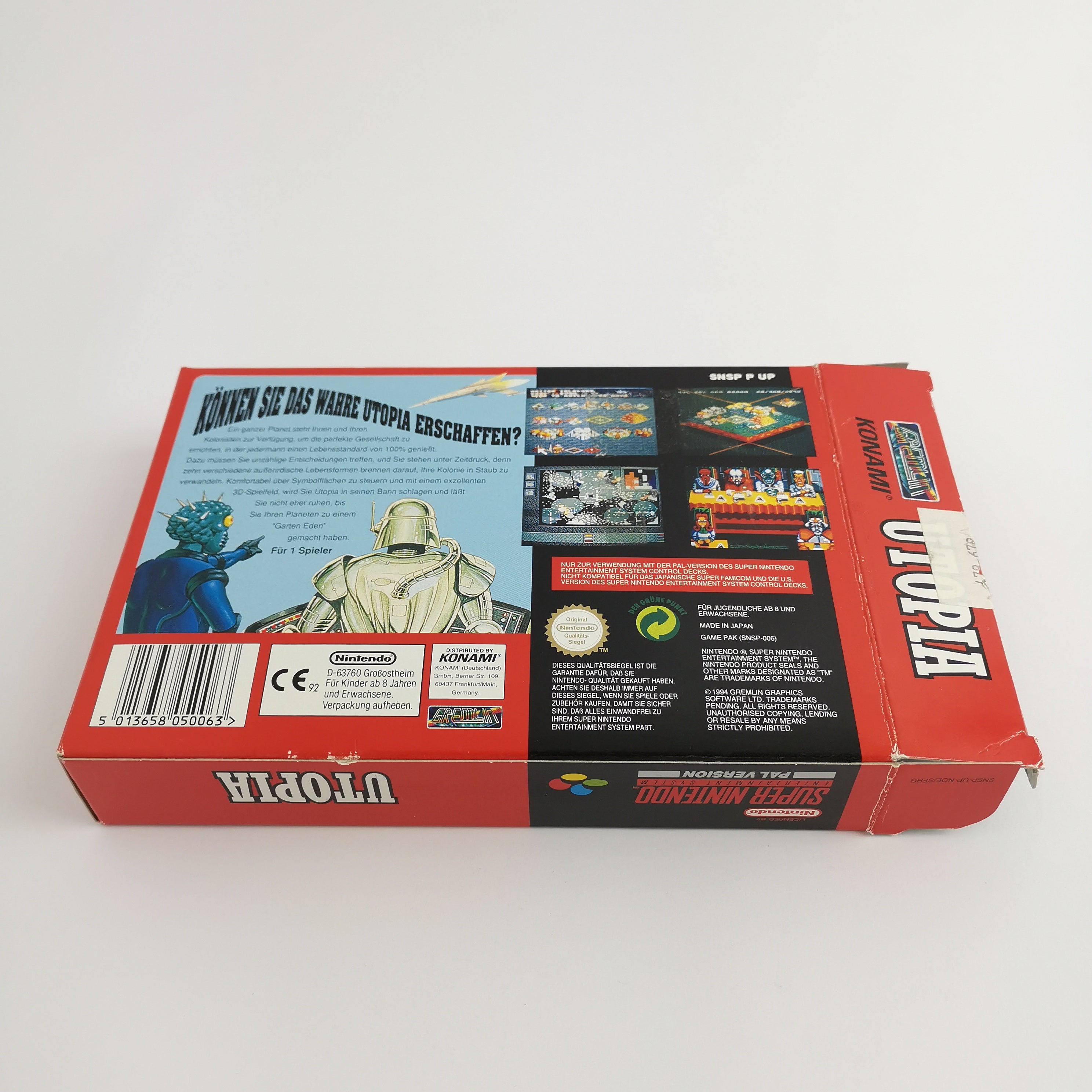 Super Nintendo Spiel – Utopia OVP PAL Version Konami