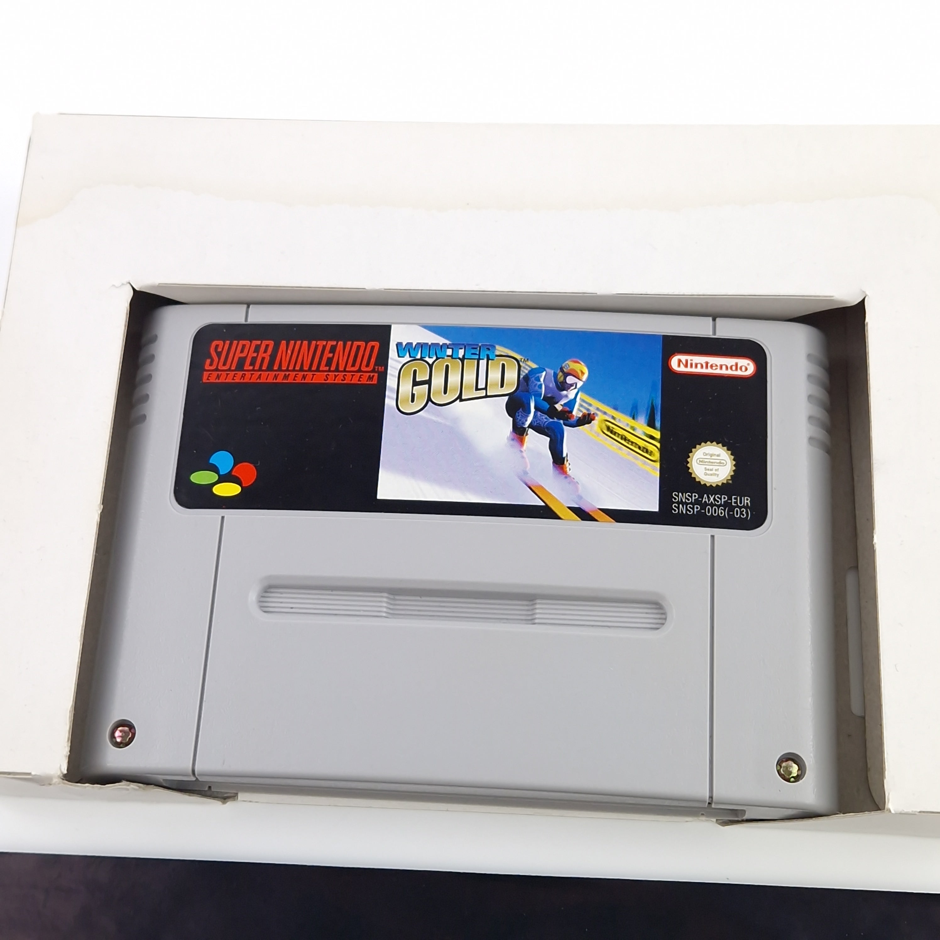 Super Nintendo Spiel – Winter Gold SNES OVP PAL CIB