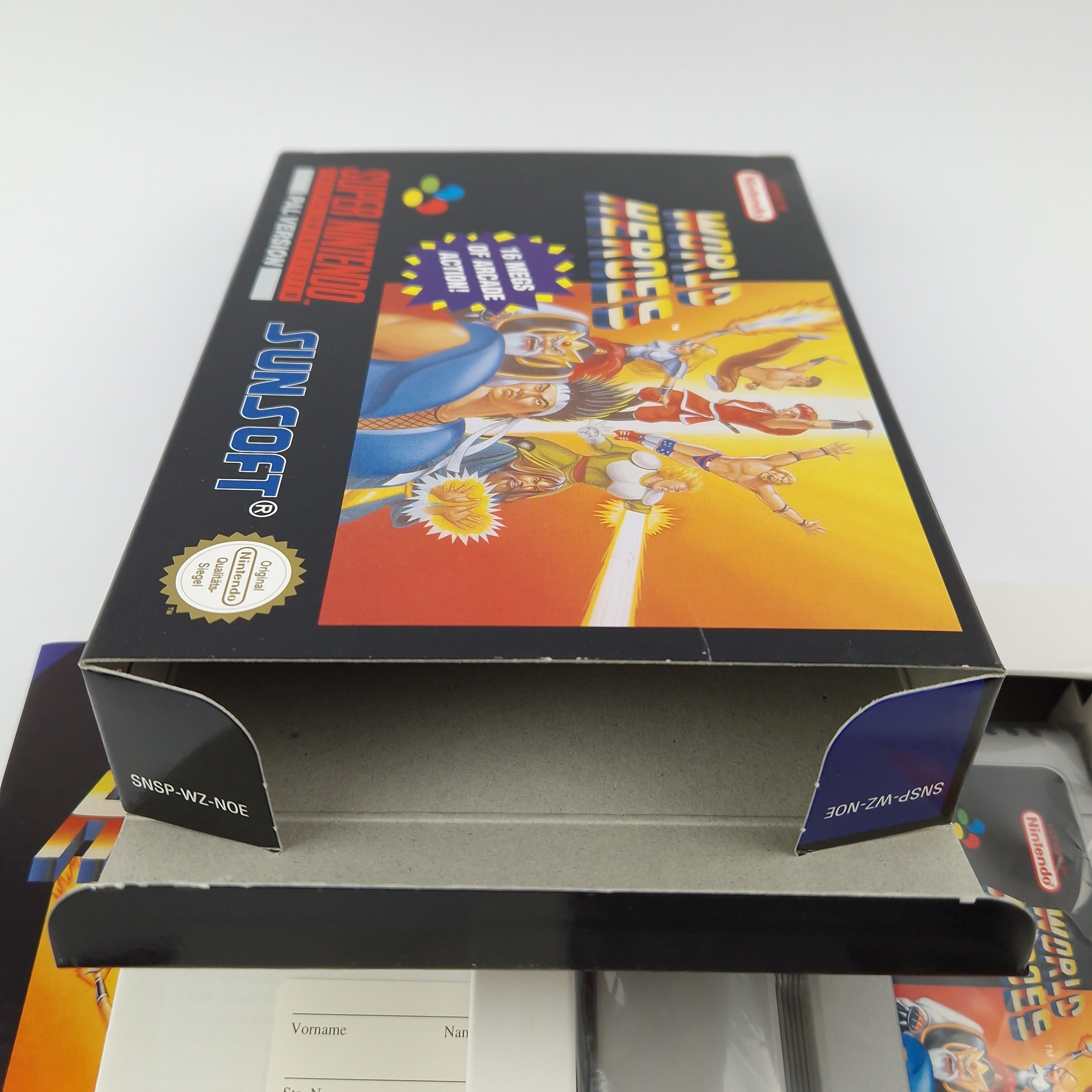 Super Nintendo Spiel – World Heroes OVP CIB PAL NOE