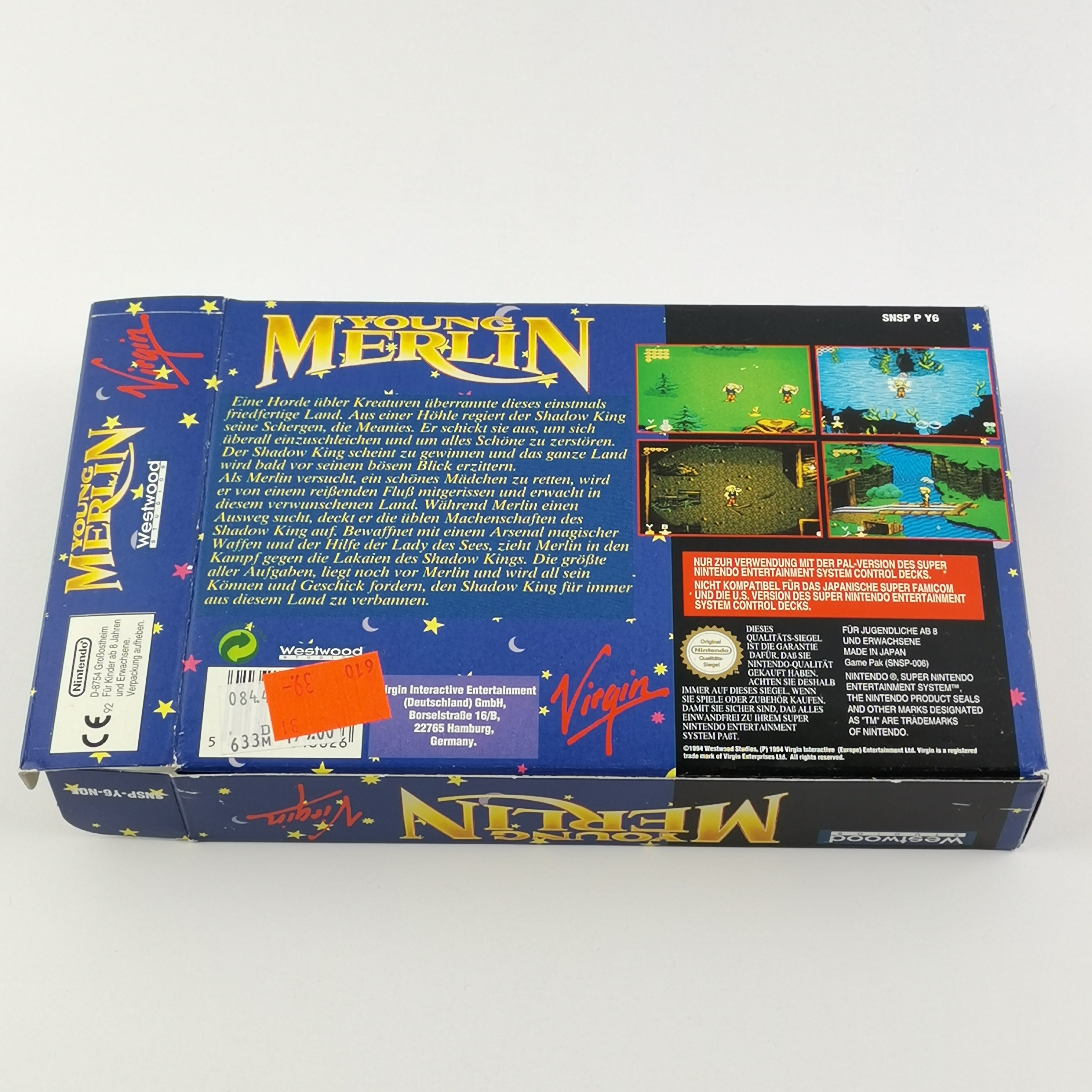 Super Nintendo Spiel – Young Merlin OVP Anleitung PAL
