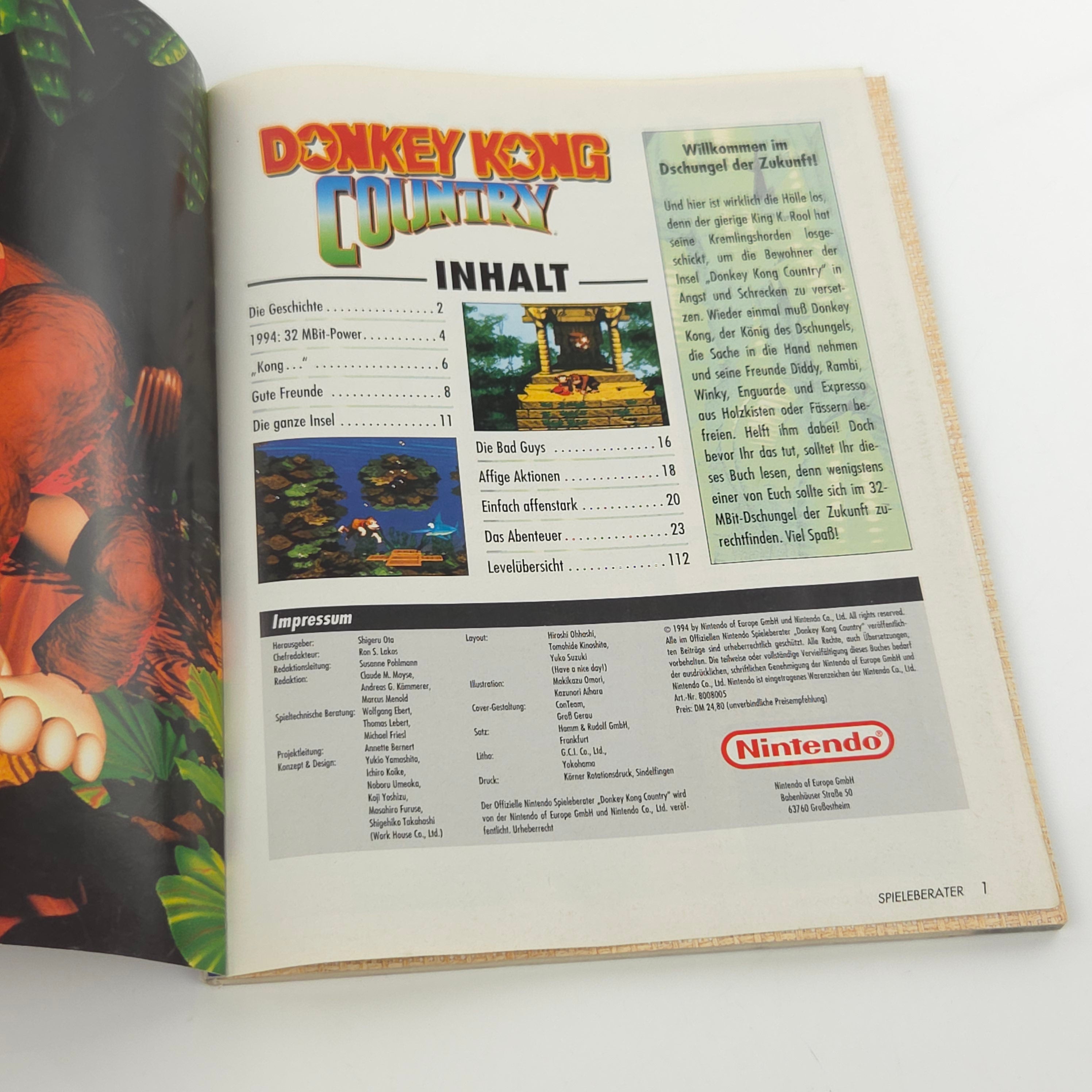 Super Nintendo Spiel – Donkey Kong Country 1 Guide Book