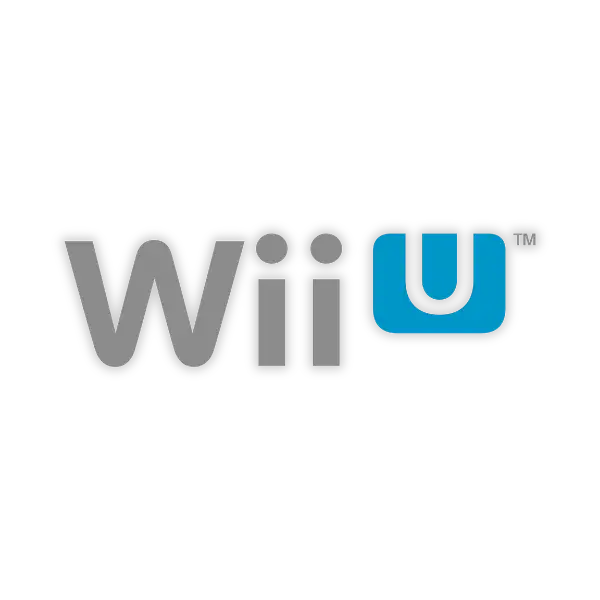 Das Wii U Logo, mit grauen Buchstaben und einem hellblauen 'u'-Symbol auf schwarzem Hintergrund.