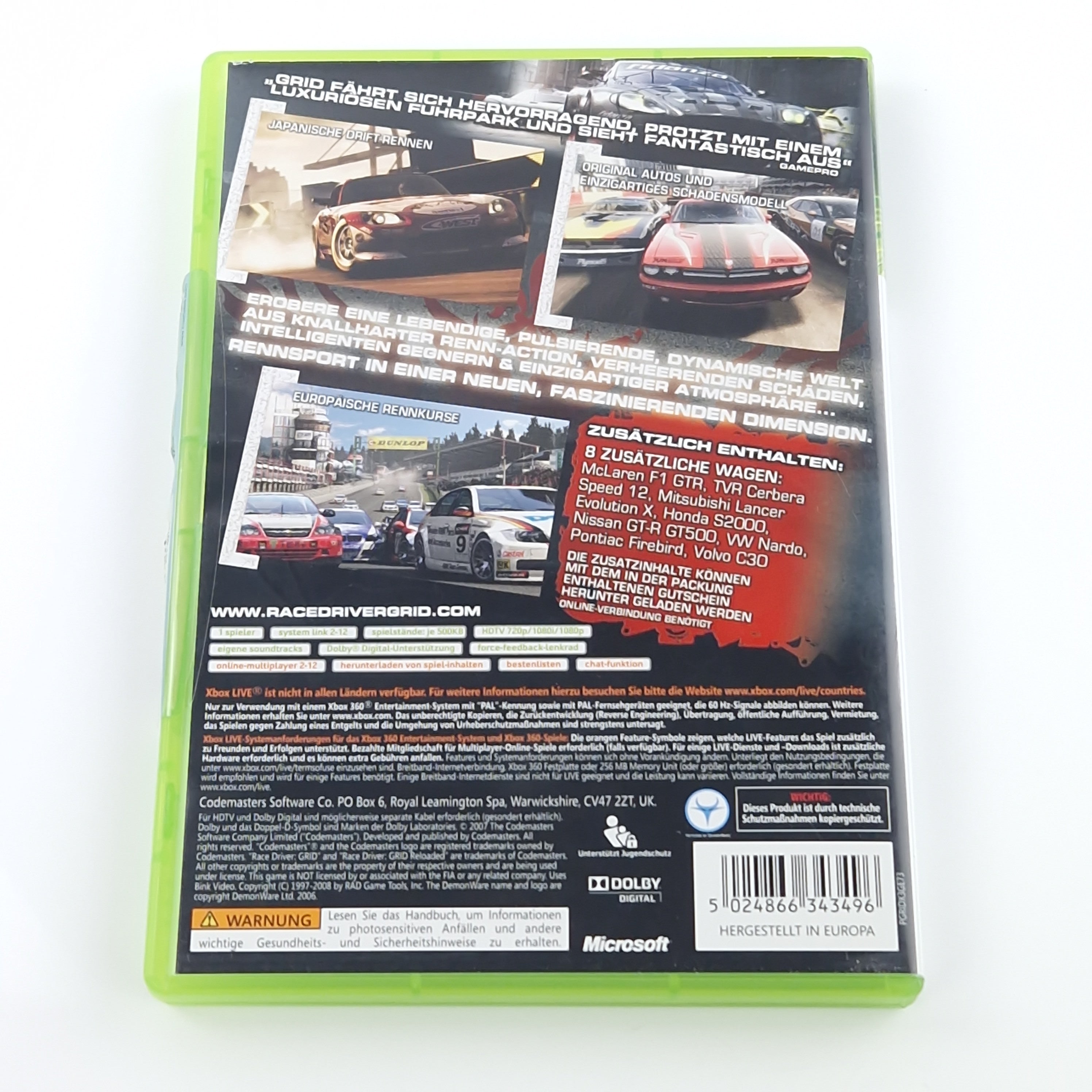 Xbox 360 Spiel – Racedriver Grid Reloaded OVP PAL