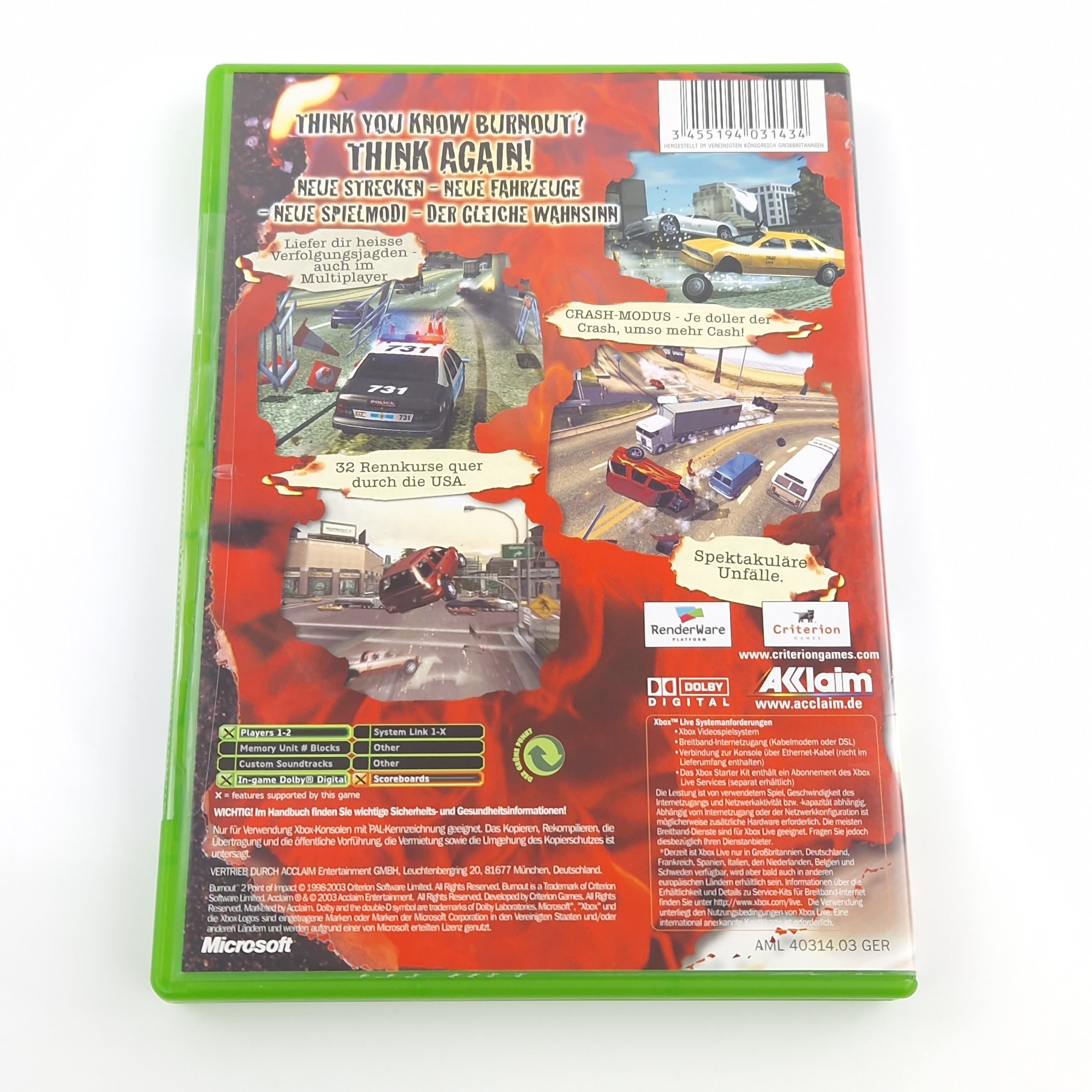 Xbox Classic Spiel – Burnout 2 Point of Impact (OVP)