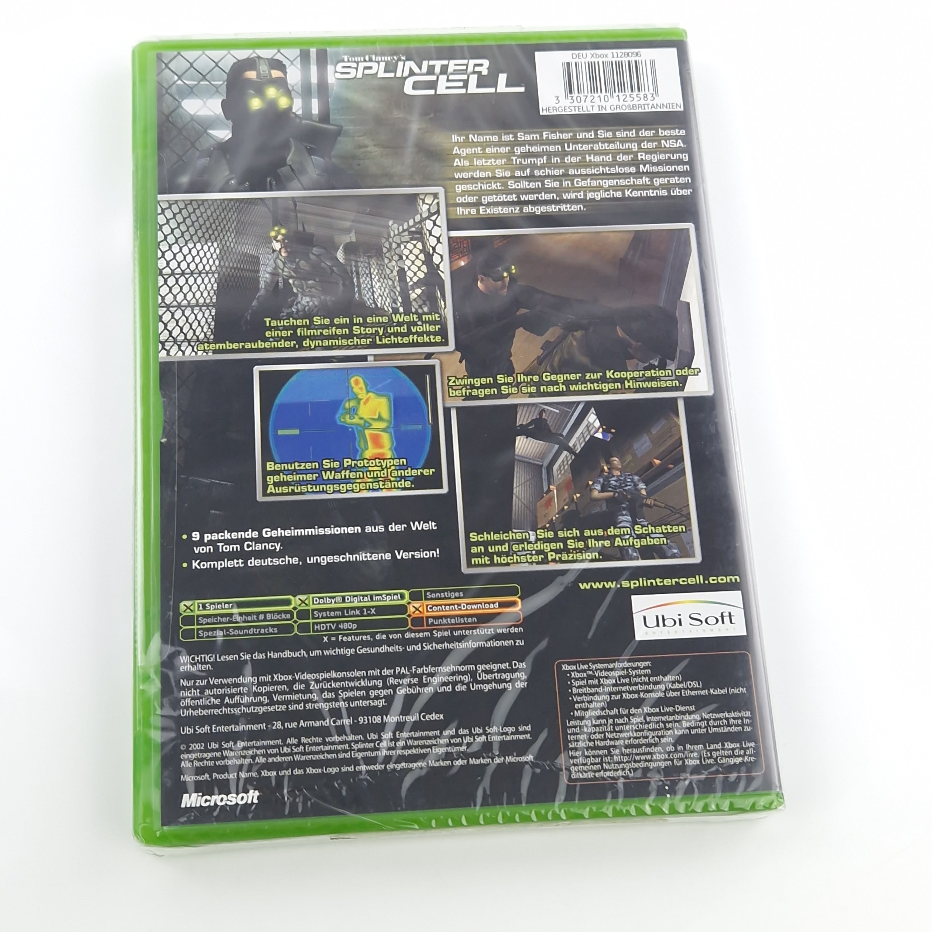 Xbox Classic Spiel – Tom Clancys Splinter Cell Neu OVP PAL