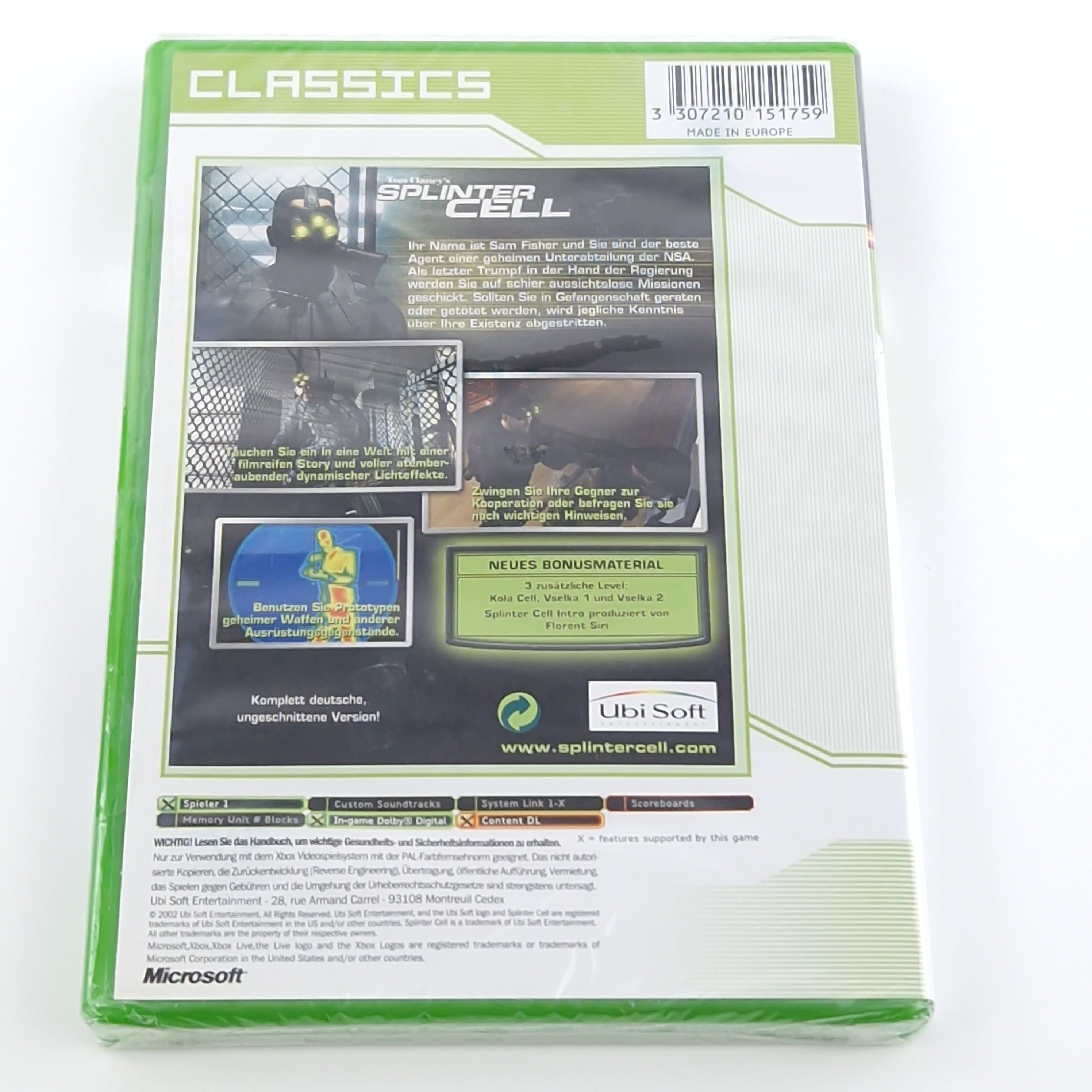 Xbox Classic Spiel – Tom Clancys Splinter Cell (Neu OVP)