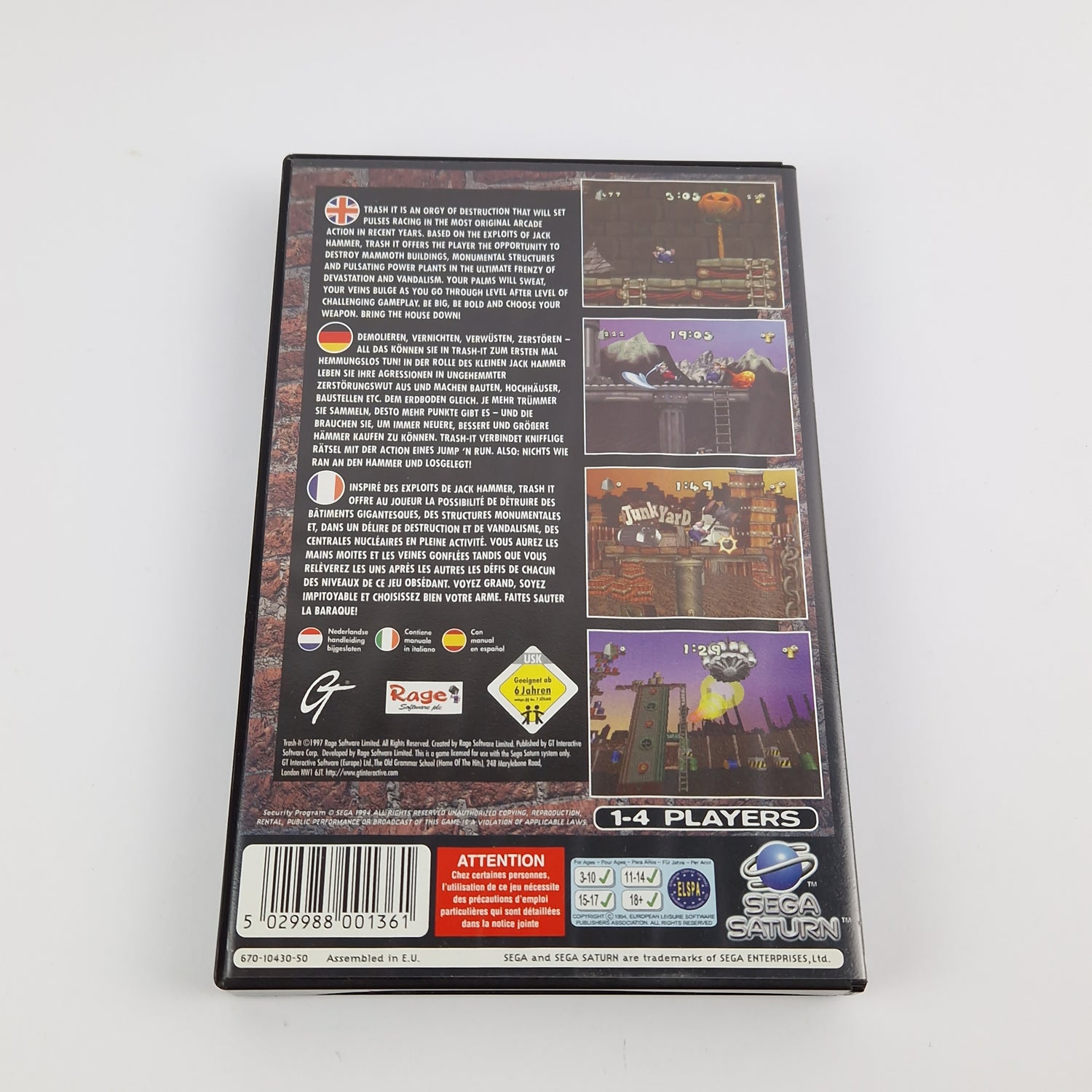 Sega Saturn Game: Trash IT - Original Packaging & Instructions PAL | Disk system CD
