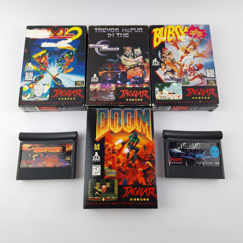 Atari Jaguar Konsole mit 1 Controller,  Anschlusskabel u 6 Spiele - Doom OVP PAL